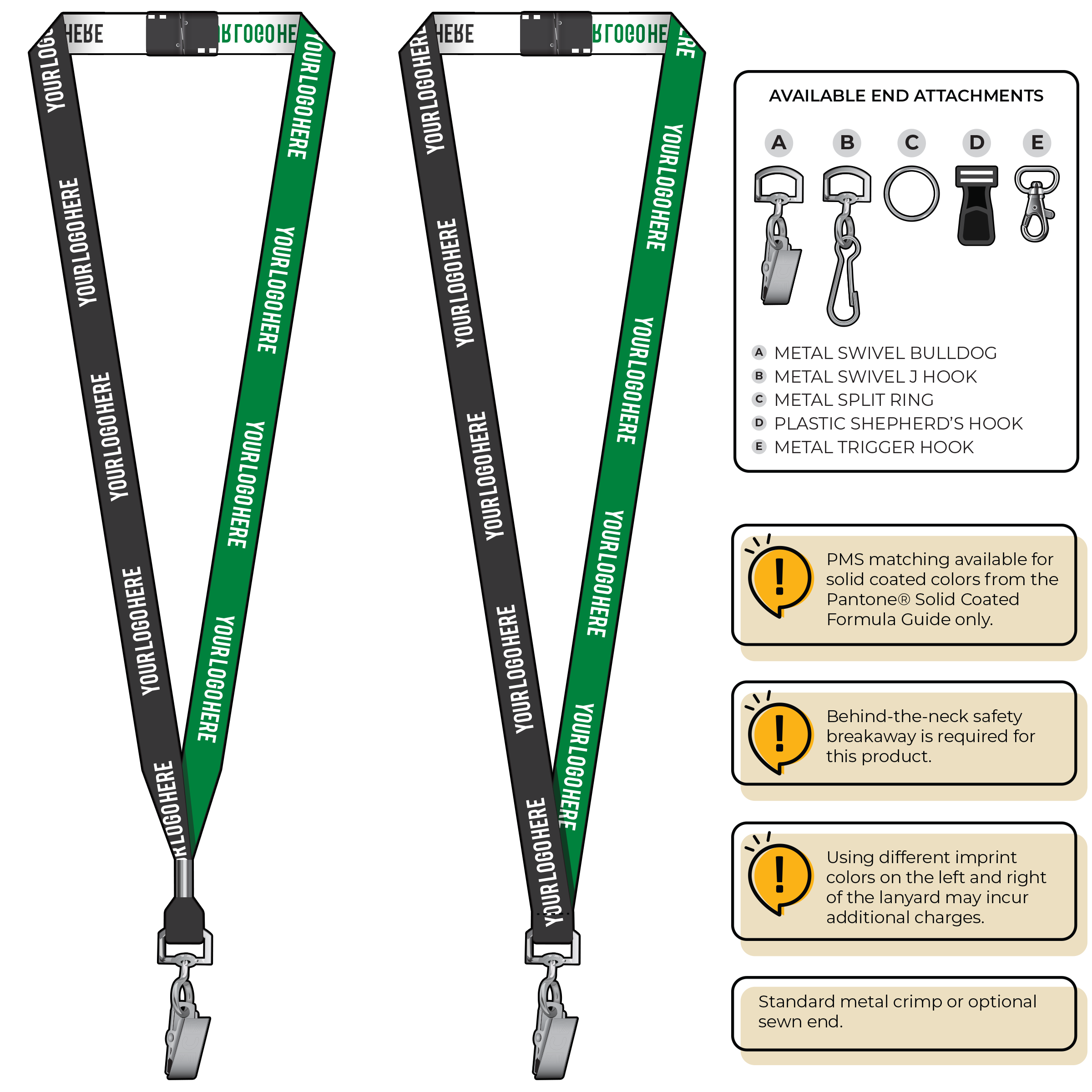 BH0044 | 5/8" Two Tone Woven Lanyards :: STANDARD END ATTACHMENTS