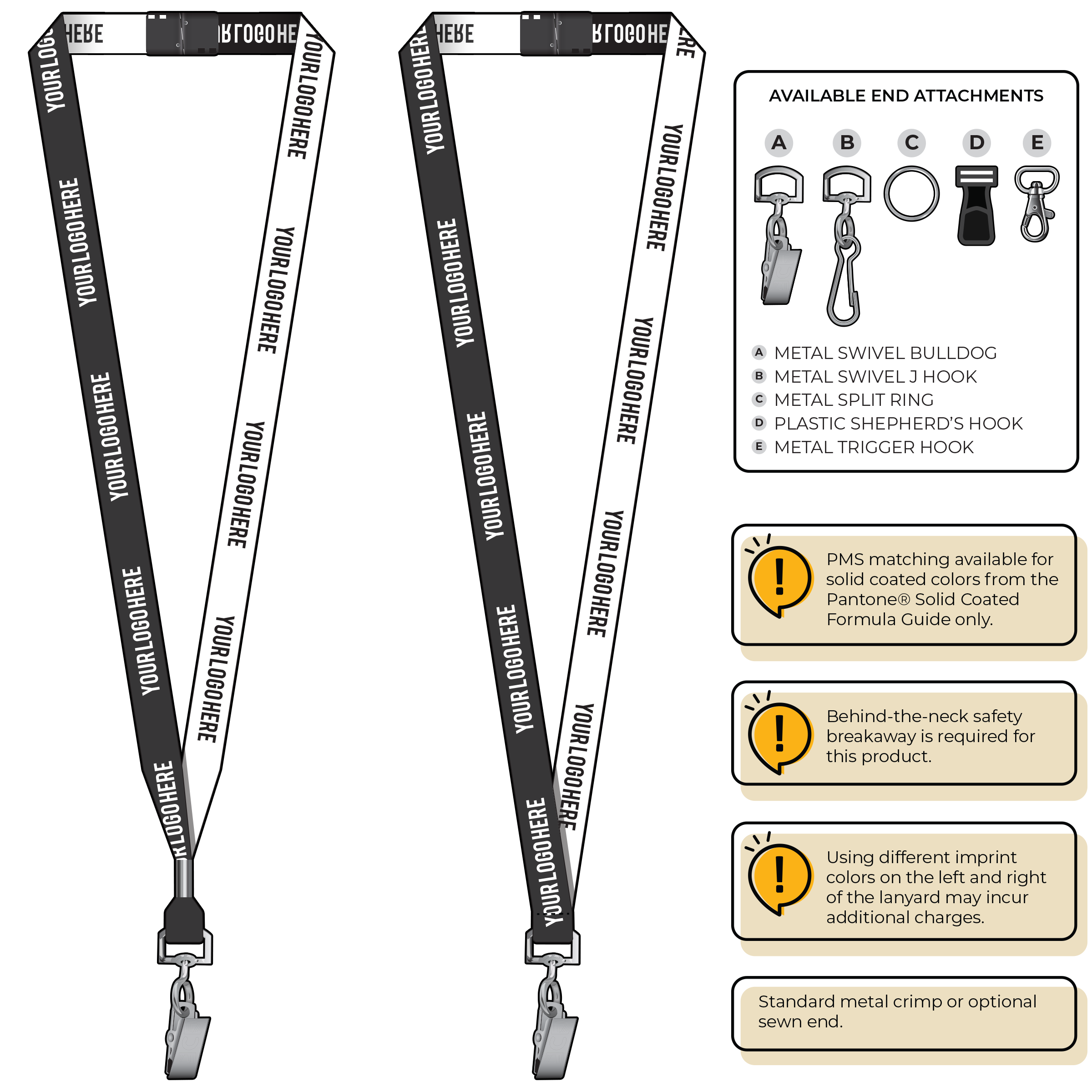 BH0044 | 5/8" Two Tone Woven Lanyards :: STANDARD END ATTACHMENTS