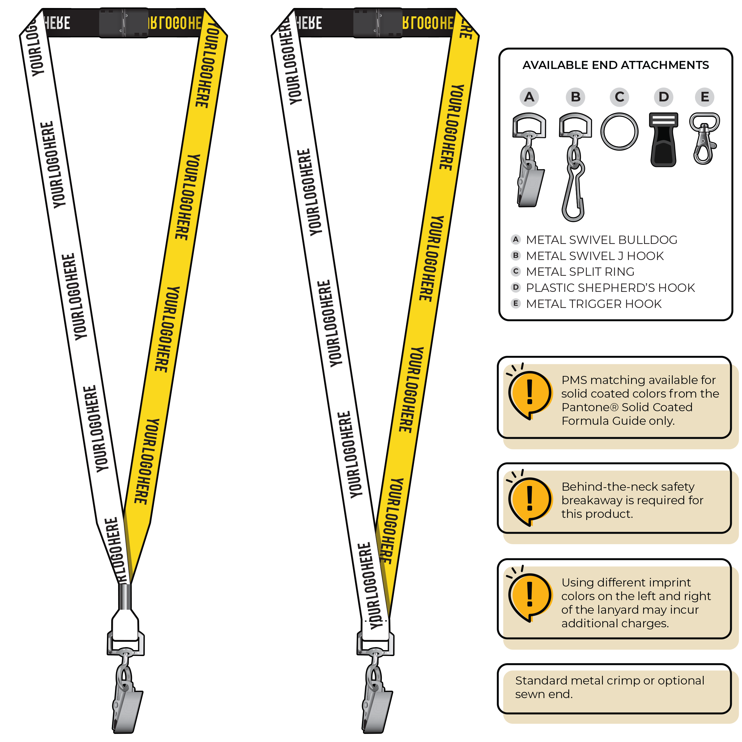 BH0044 | 5/8" Two Tone Woven Lanyards :: STANDARD END ATTACHMENTS
