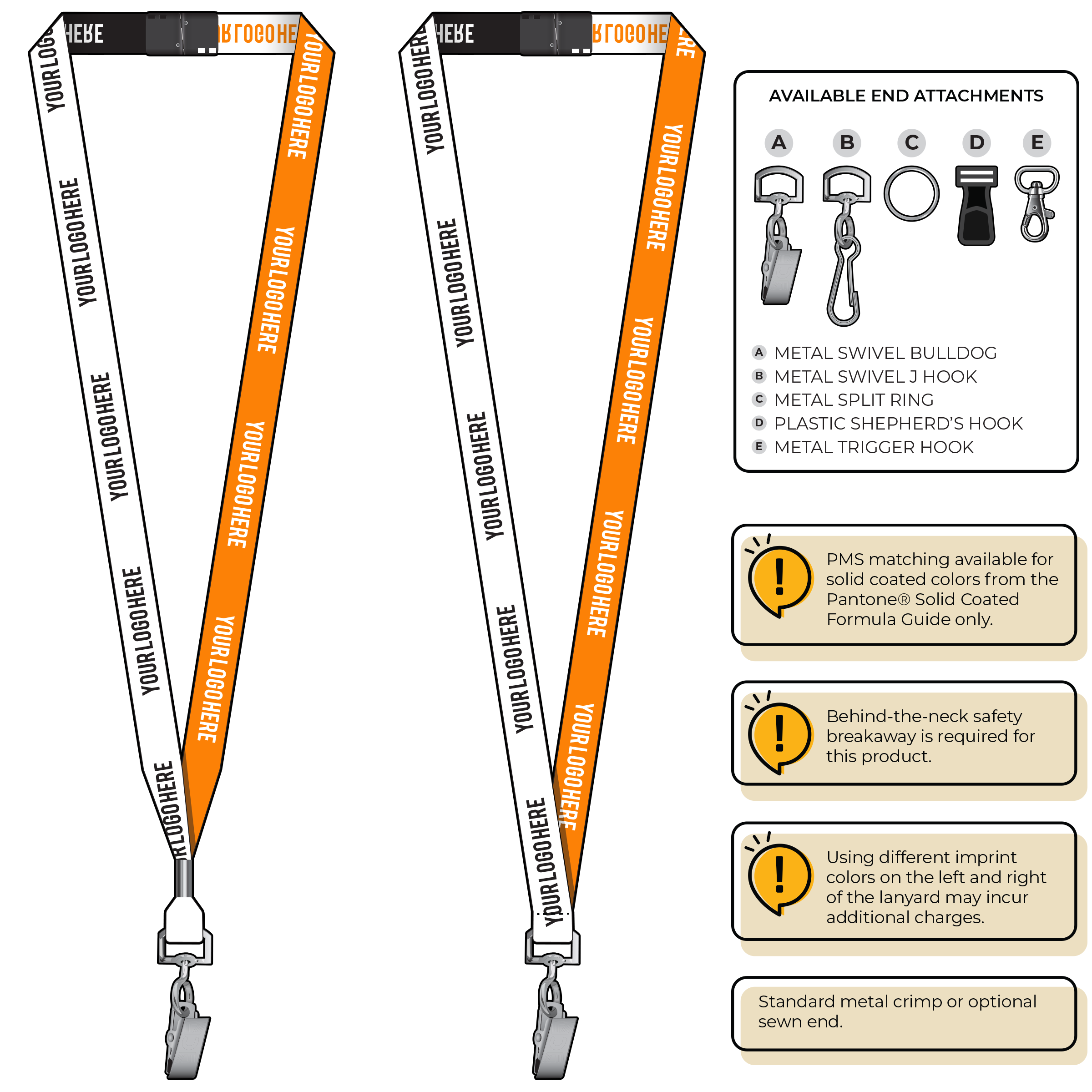 BH0044 | 5/8" Two Tone Woven Lanyards :: STANDARD END ATTACHMENTS