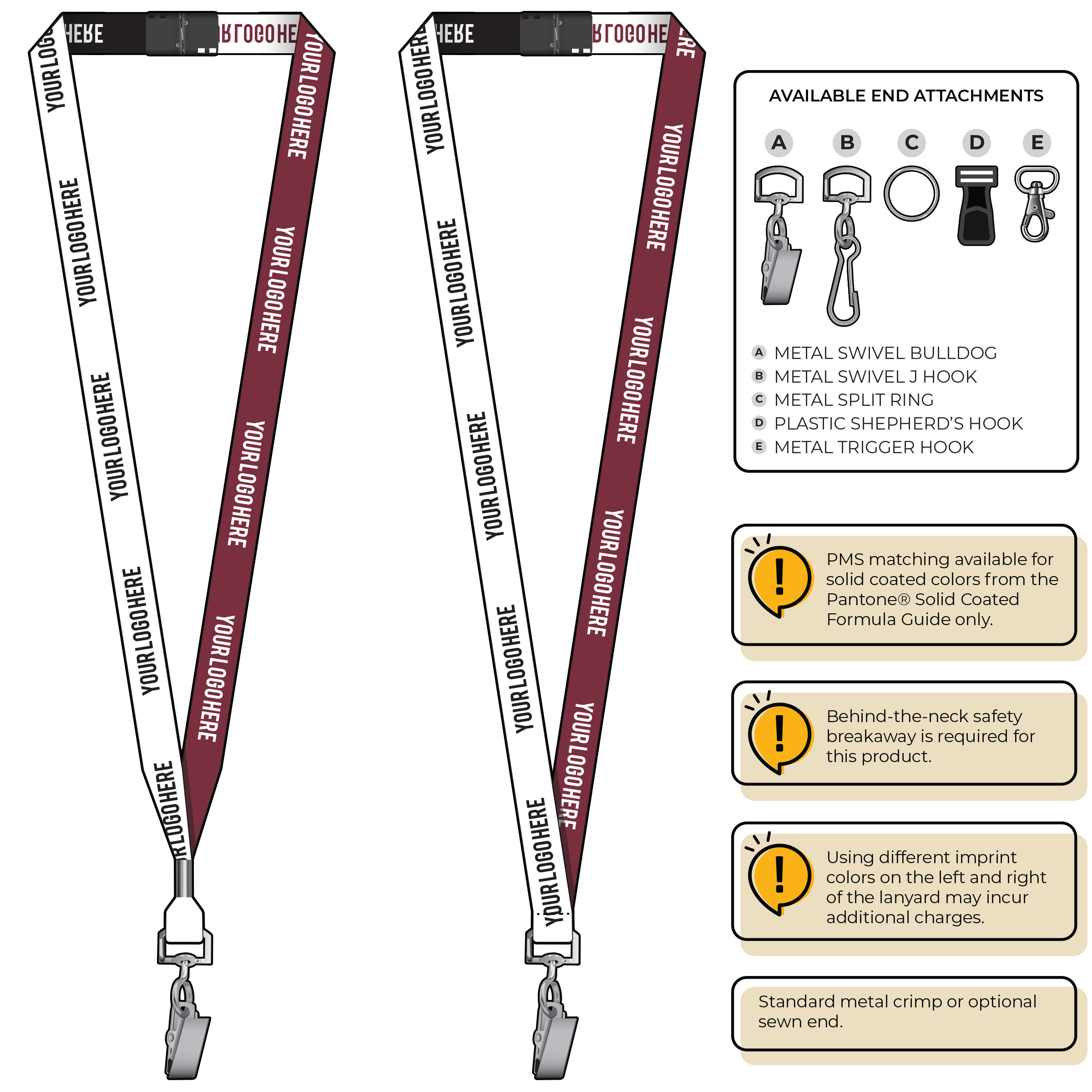BH0044 | 5/8" Two Tone Woven Lanyards :: STANDARD END ATTACHMENTS