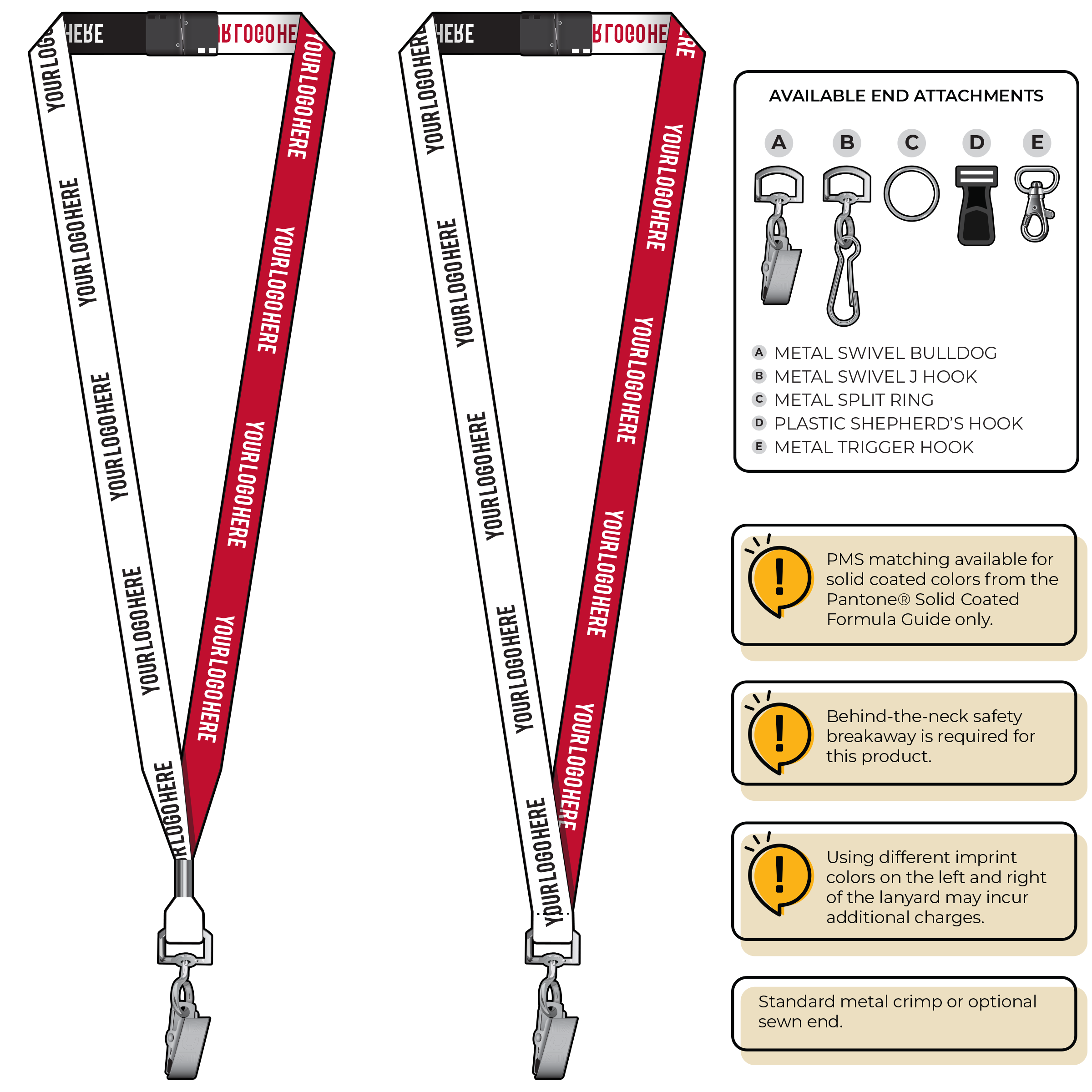BH0044 | 5/8" Two Tone Woven Lanyards :: STANDARD END ATTACHMENTS