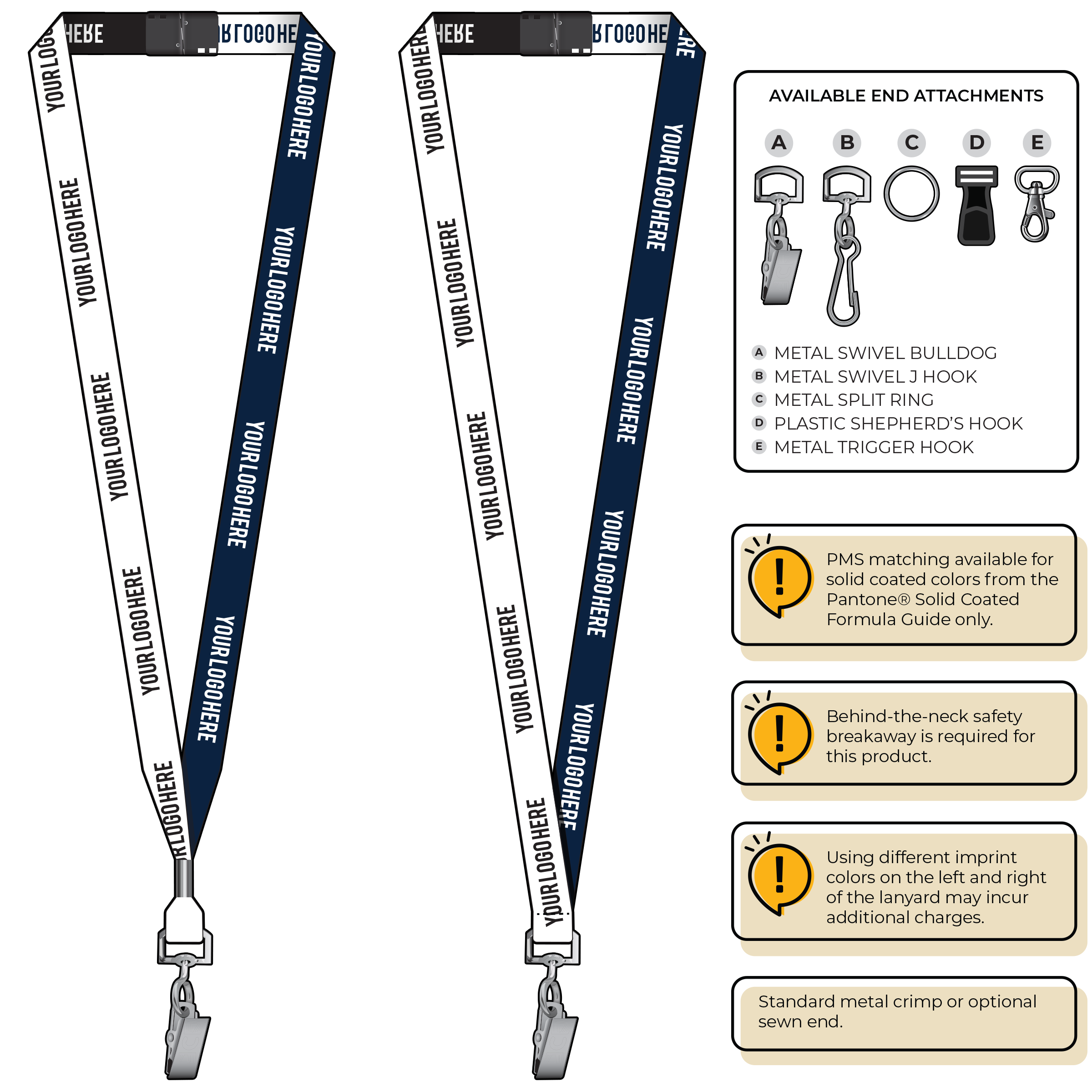 BH0044 | 5/8" Two Tone Woven Lanyards :: STANDARD END ATTACHMENTS