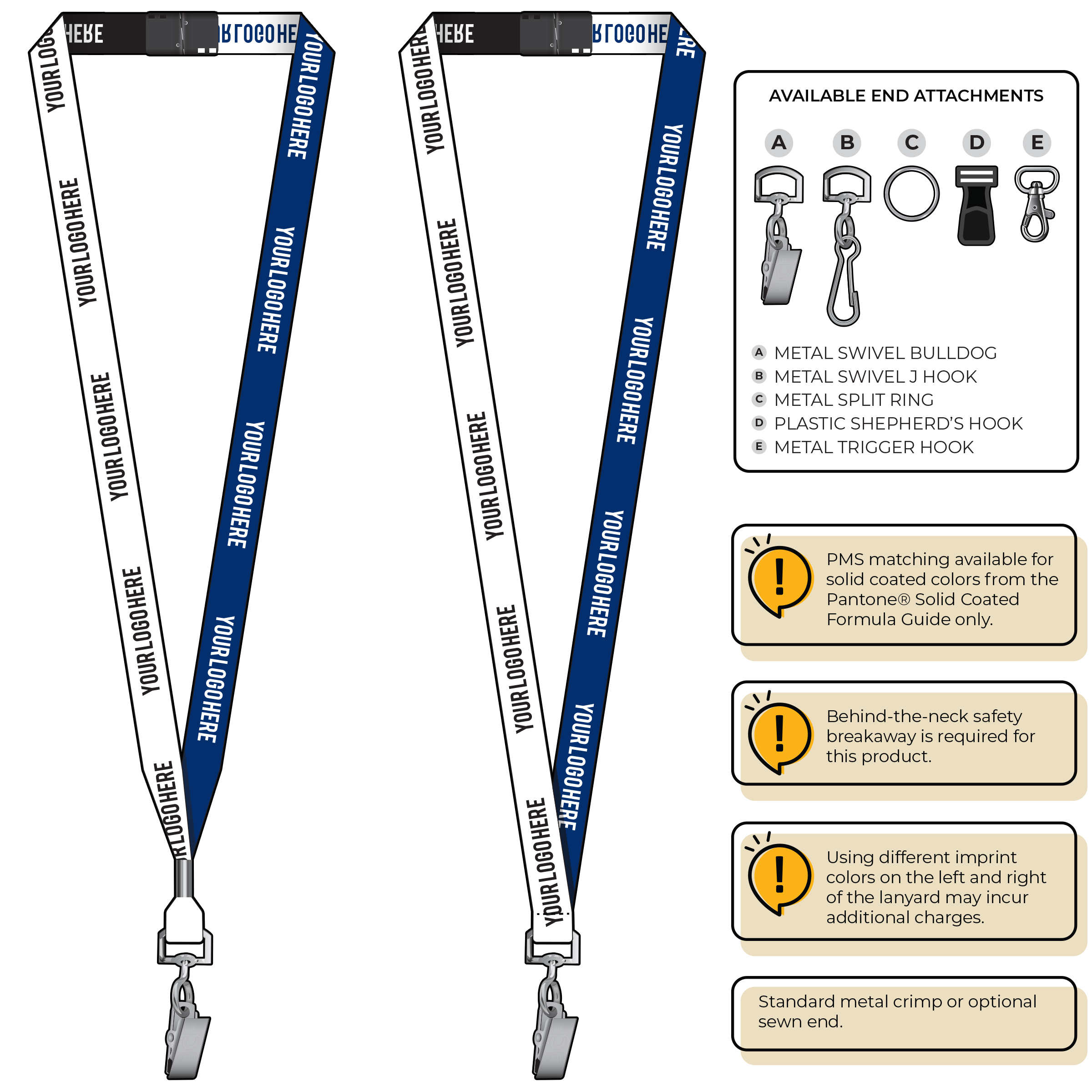 BH0044 | 5/8" Two Tone Woven Lanyards :: STANDARD END ATTACHMENTS