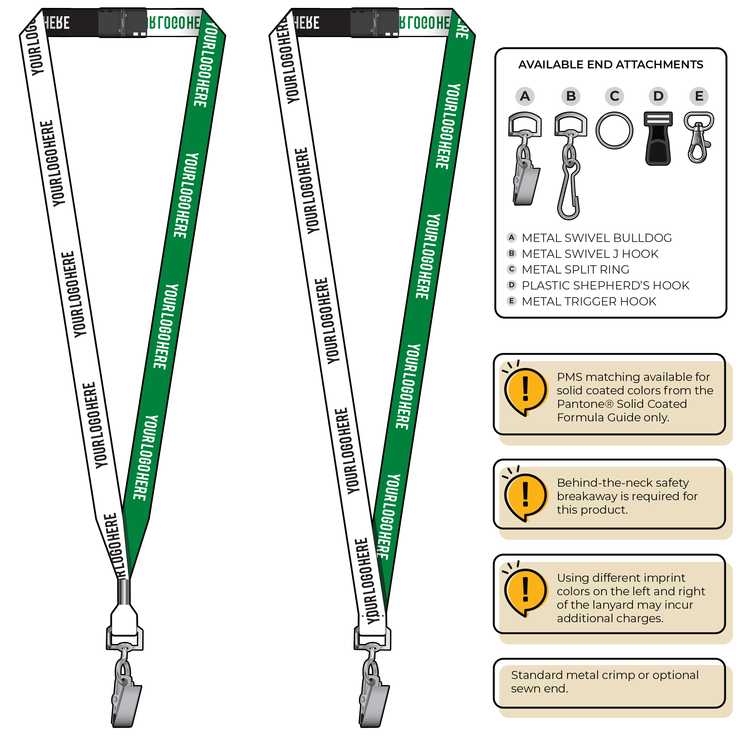 BH0044 | 5/8" Two Tone Woven Lanyards :: STANDARD END ATTACHMENTS