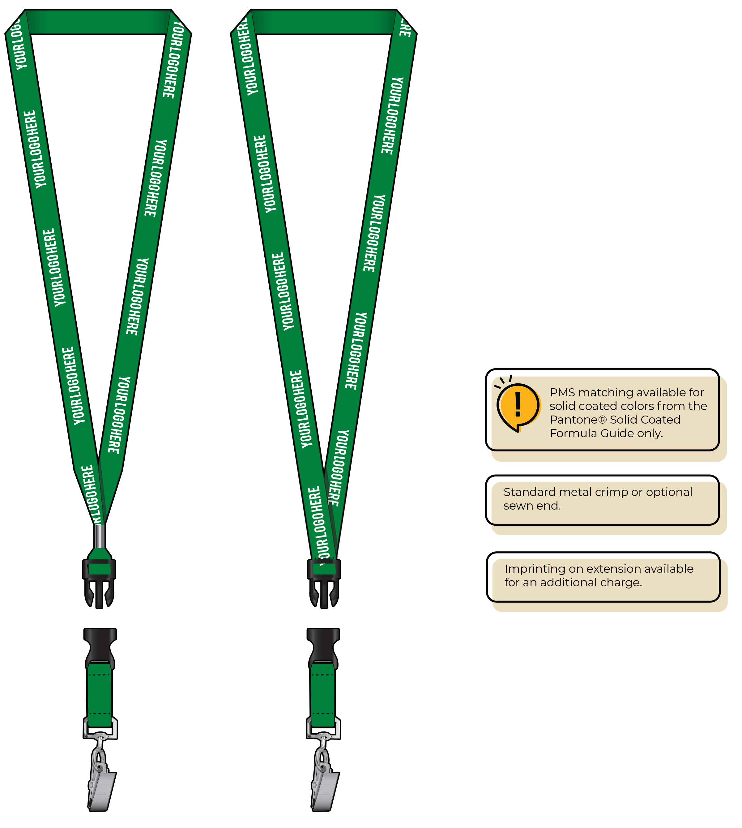 BH0012 | 5/8" MicroWeave Silkscreen Lanyards :: DETACH BUCKLE WITH EXTENSION
