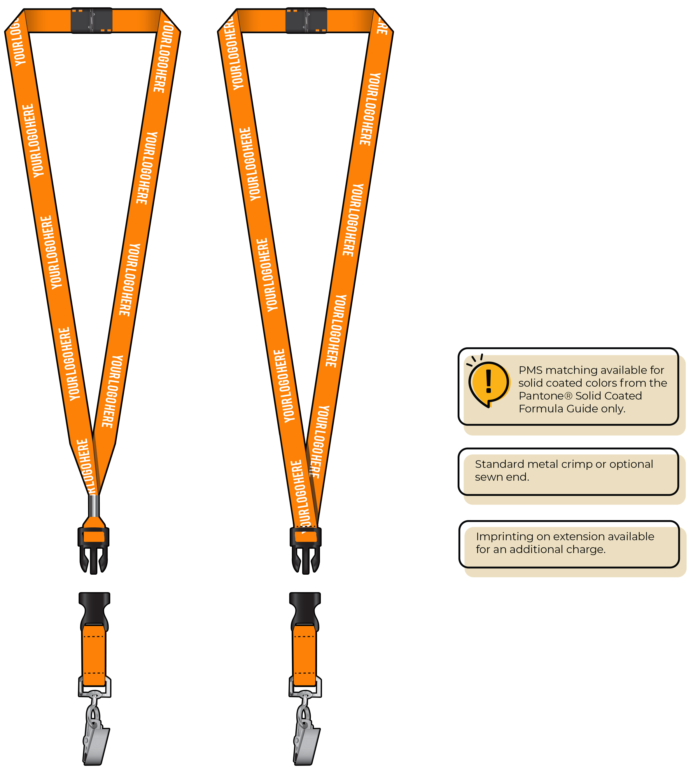 BH0012 | 5/8" MicroWeave Silkscreen Lanyards :: DETACH BUCKLE WITH EXTENSION