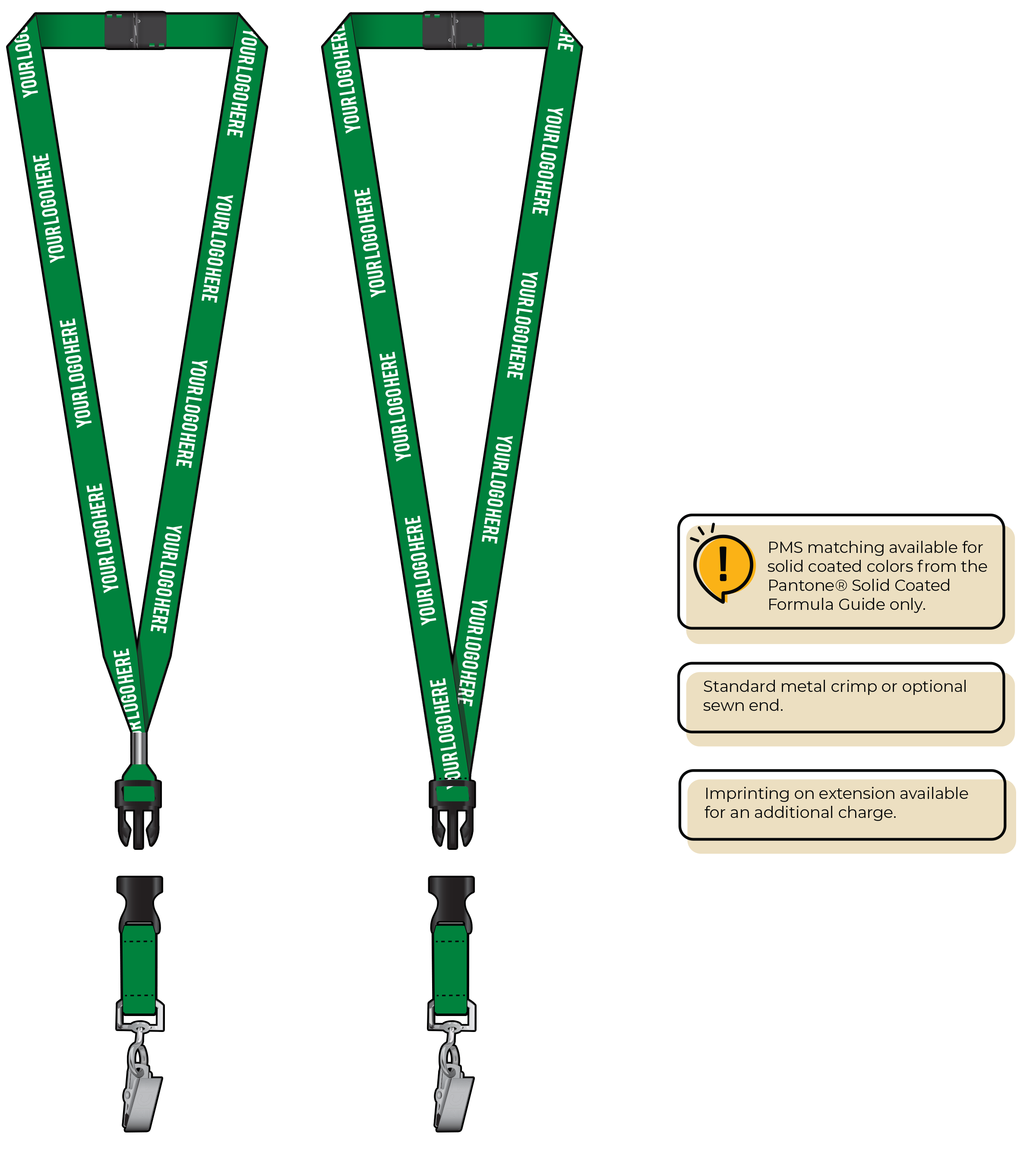 BH0012 | 5/8" MicroWeave Silkscreen Lanyards :: DETACH BUCKLE WITH EXTENSION