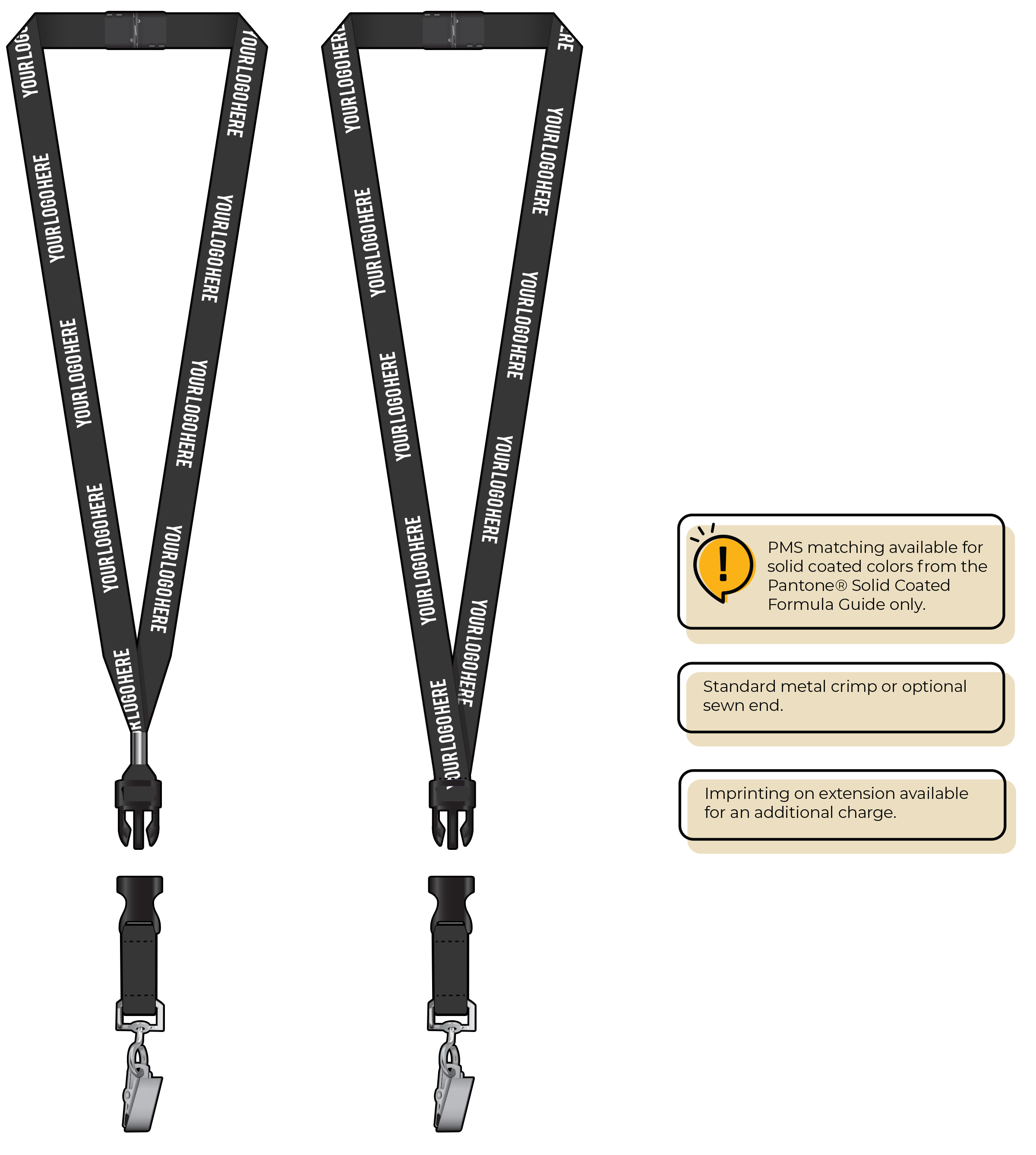 BH0012 | 5/8" MicroWeave Silkscreen Lanyards :: DETACH BUCKLE WITH EXTENSION