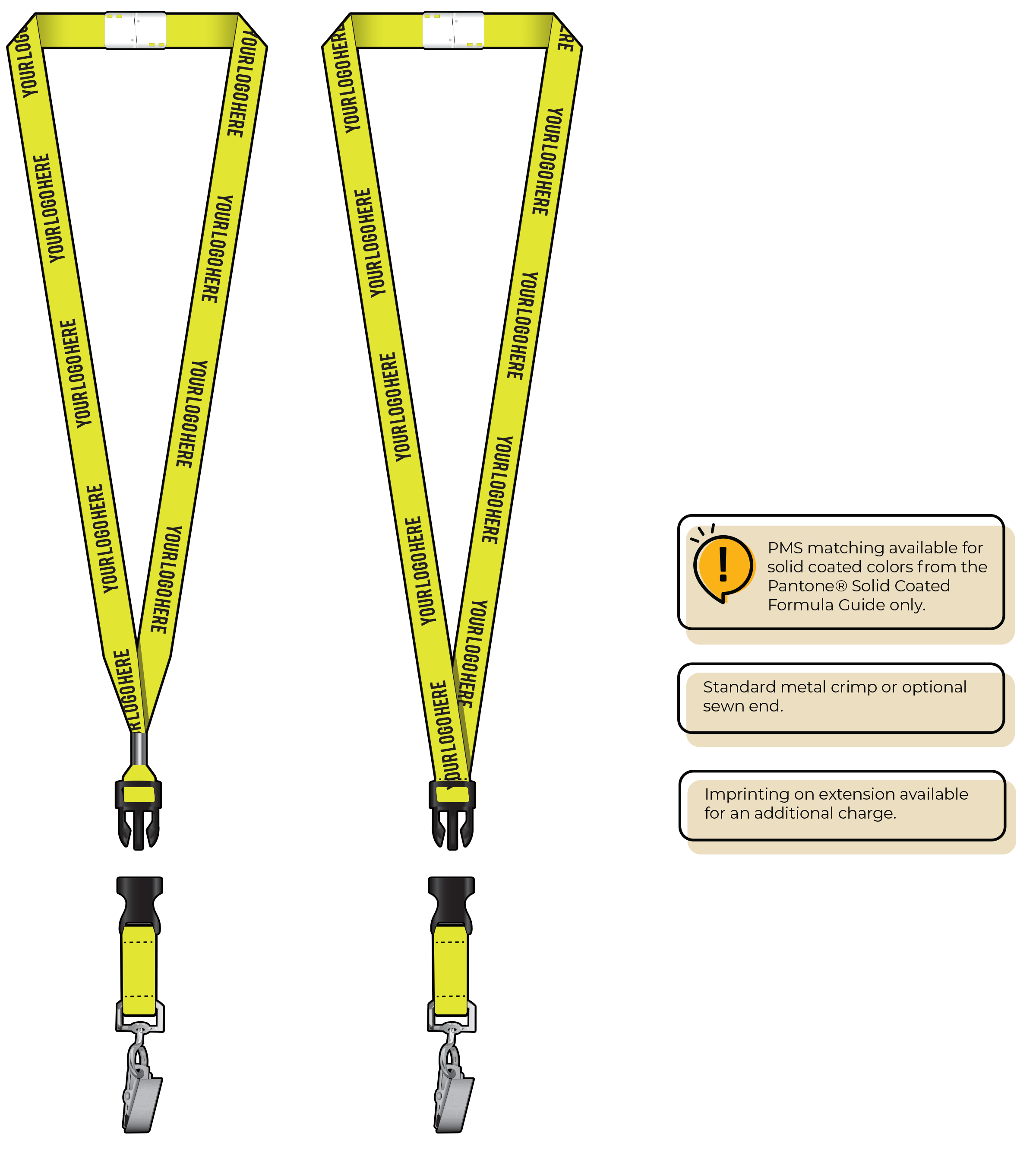 BHN012 | 5/8" Neon MicroWeave Silkscreen Lanyards :: DETACH BUCKLE WITH EXTENSION