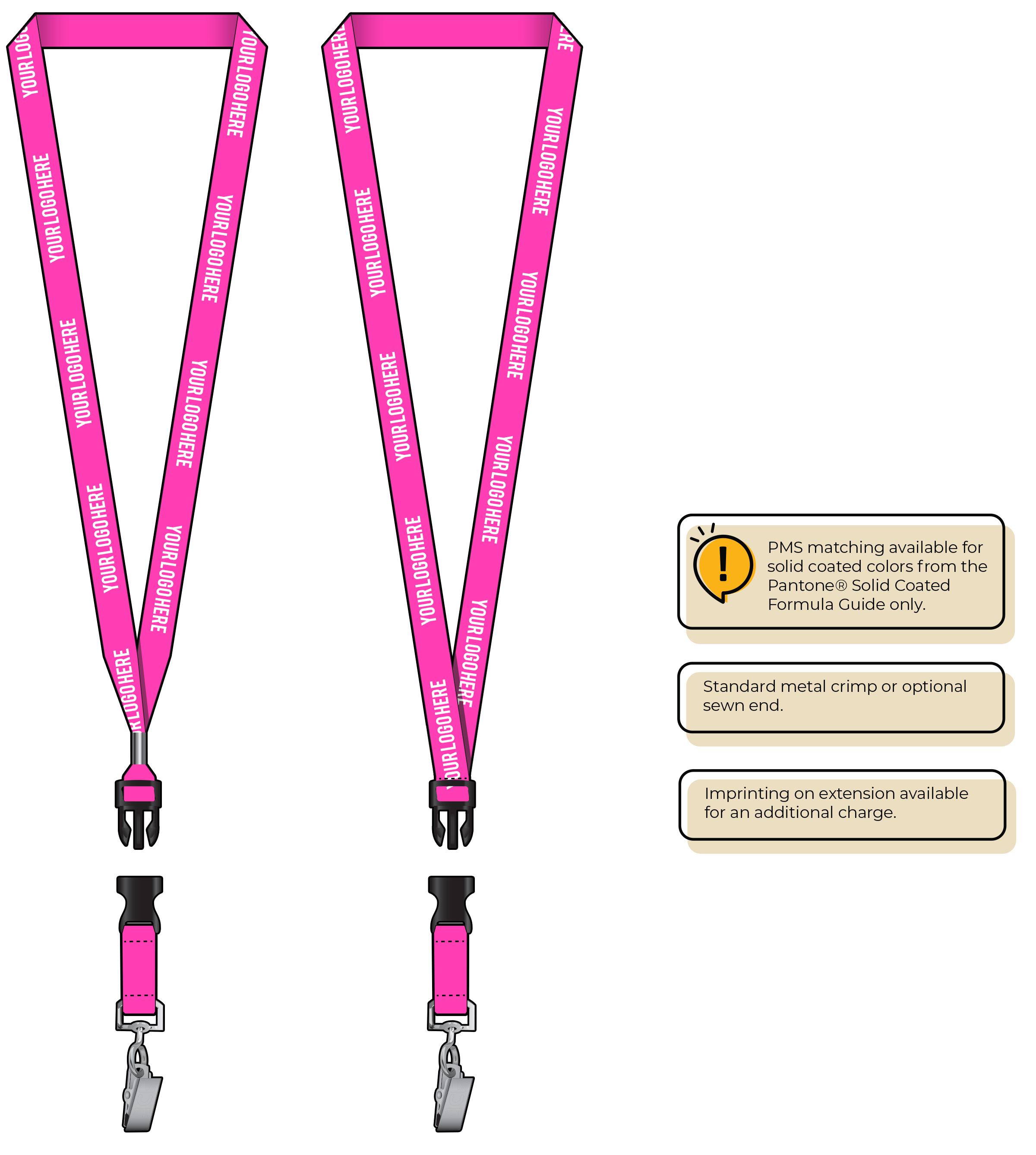 BHN012 | 5/8" Neon MicroWeave Silkscreen Lanyards :: DETACH BUCKLE WITH EXTENSION