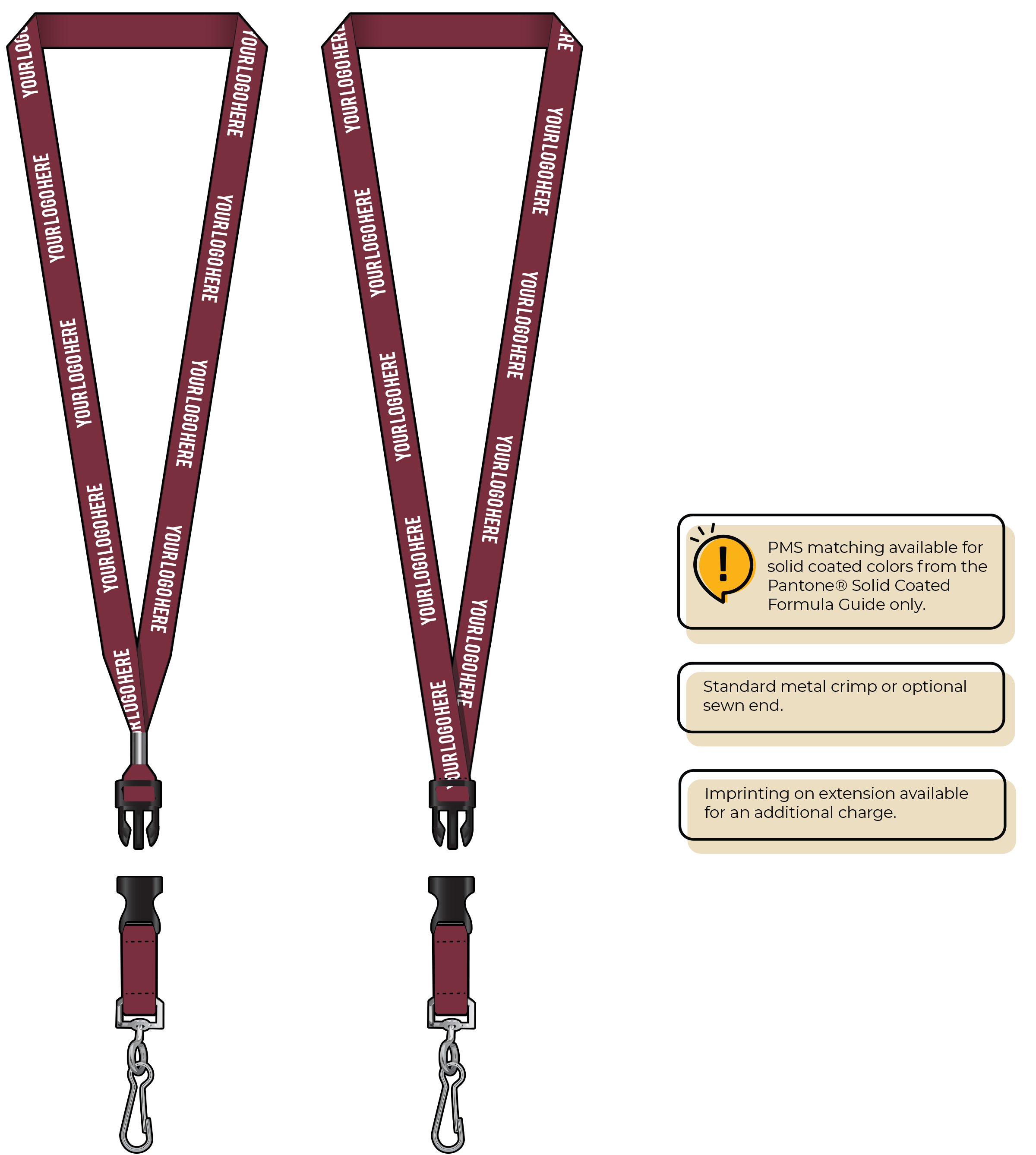 BH0012 | 5/8" MicroWeave Silkscreen Lanyards :: DETACH BUCKLE WITH EXTENSION