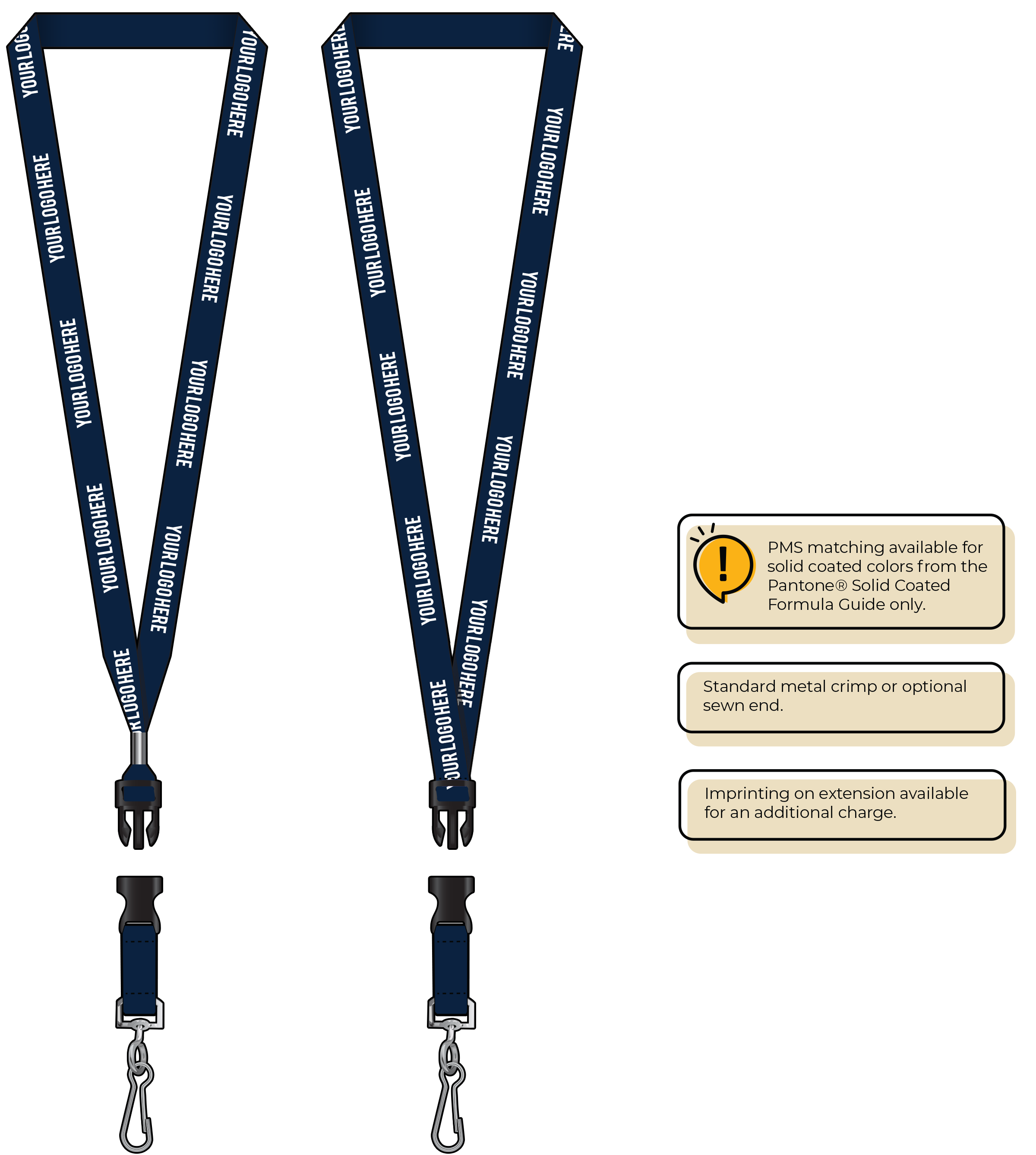BH0012 | 5/8" MicroWeave Silkscreen Lanyards :: DETACH BUCKLE WITH EXTENSION