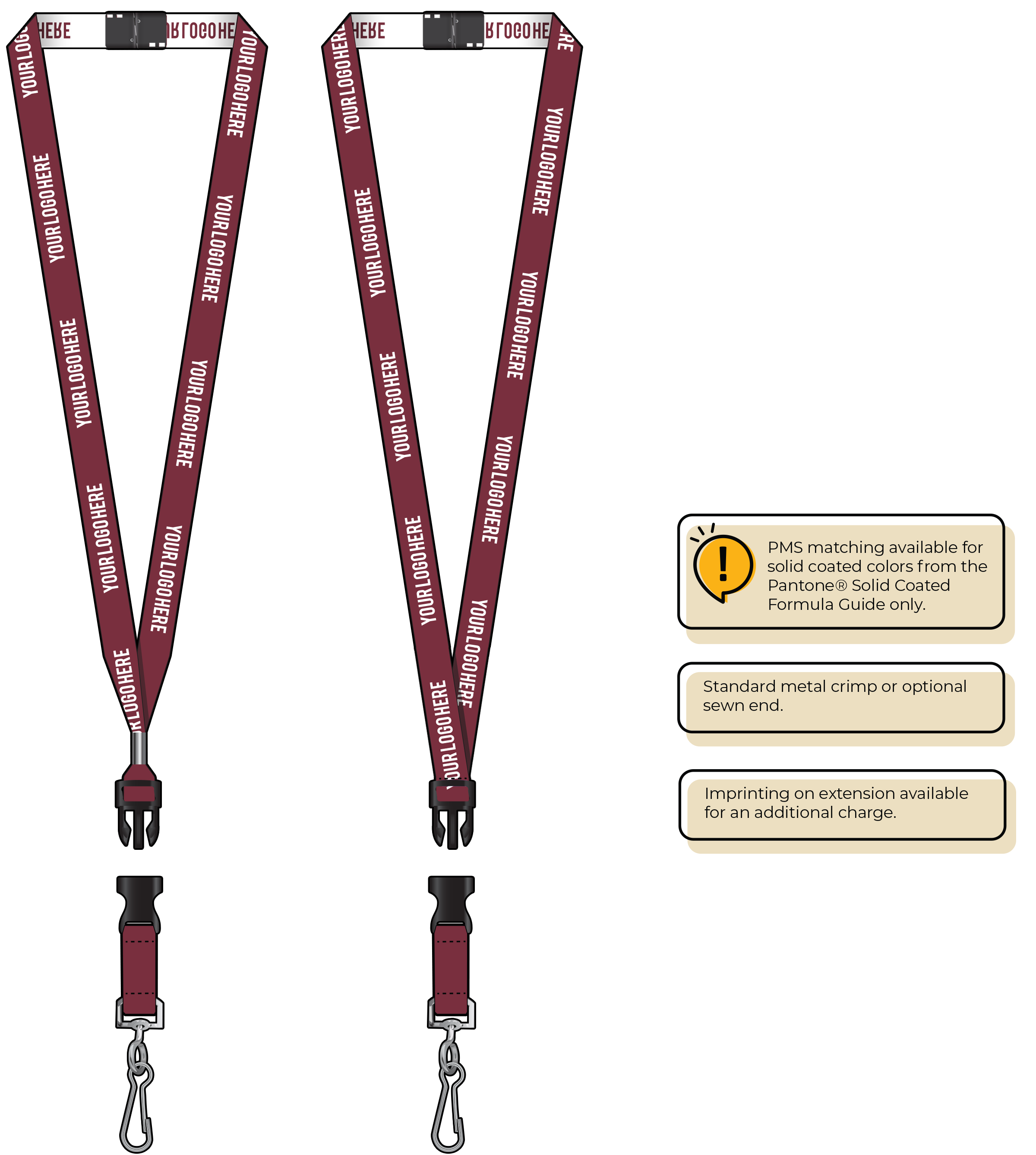 BH0022 | 5/8" Woven Lanyards :: DETACH BUCKLE WITH EXTENSION
