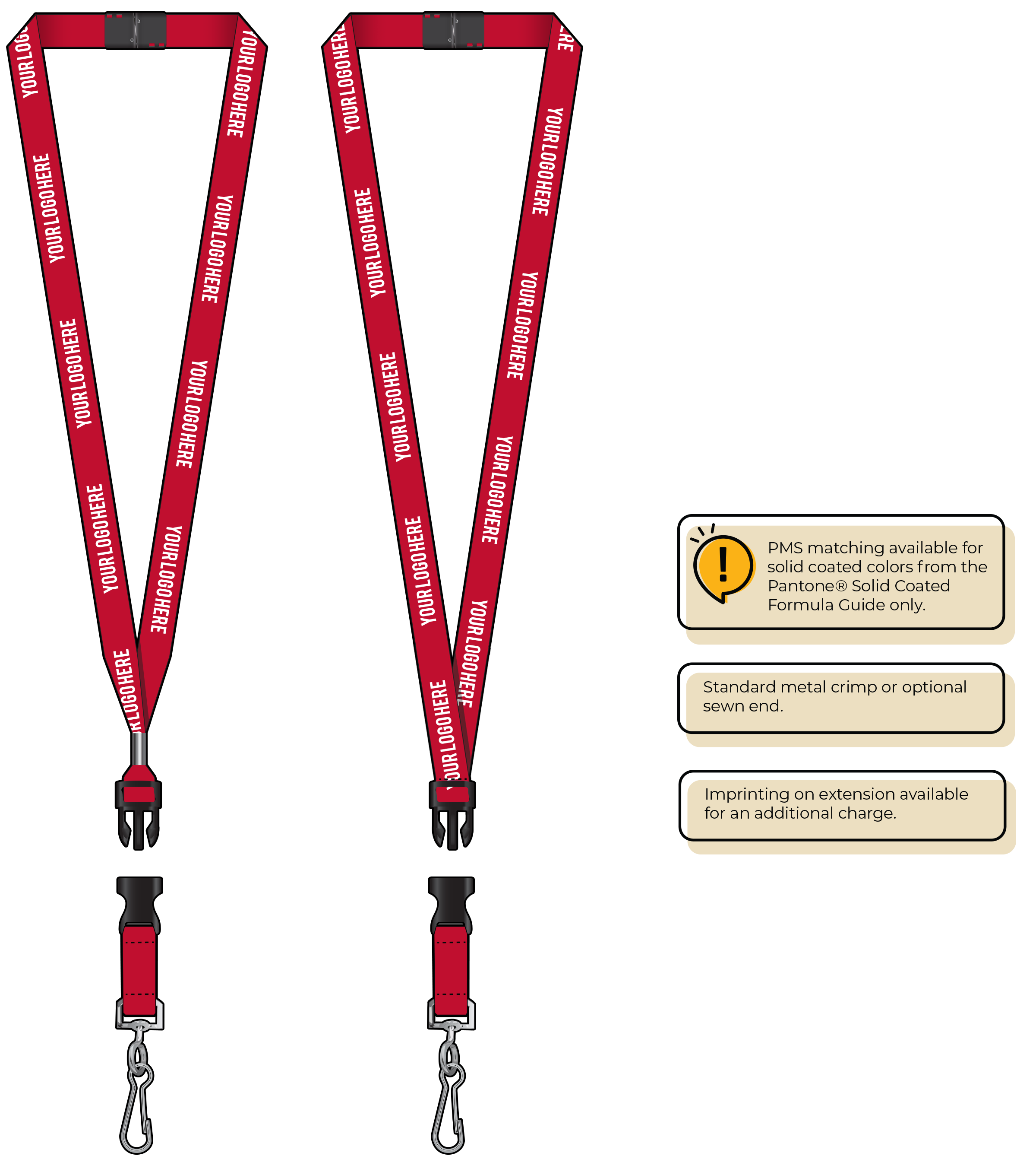 BH0012 | 5/8" MicroWeave Silkscreen Lanyards :: DETACH BUCKLE WITH EXTENSION