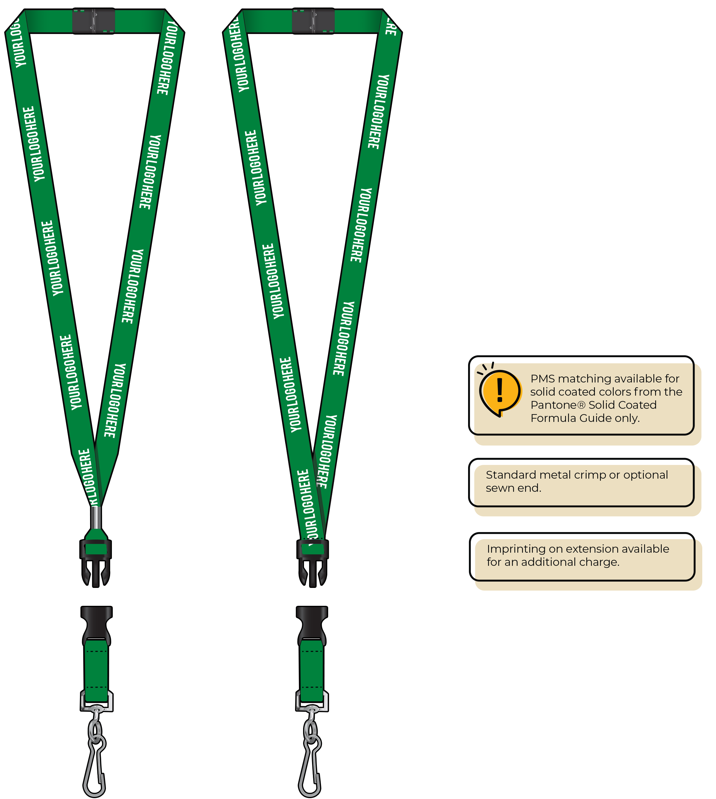 BH0012 | 5/8" MicroWeave Silkscreen Lanyards :: DETACH BUCKLE WITH EXTENSION