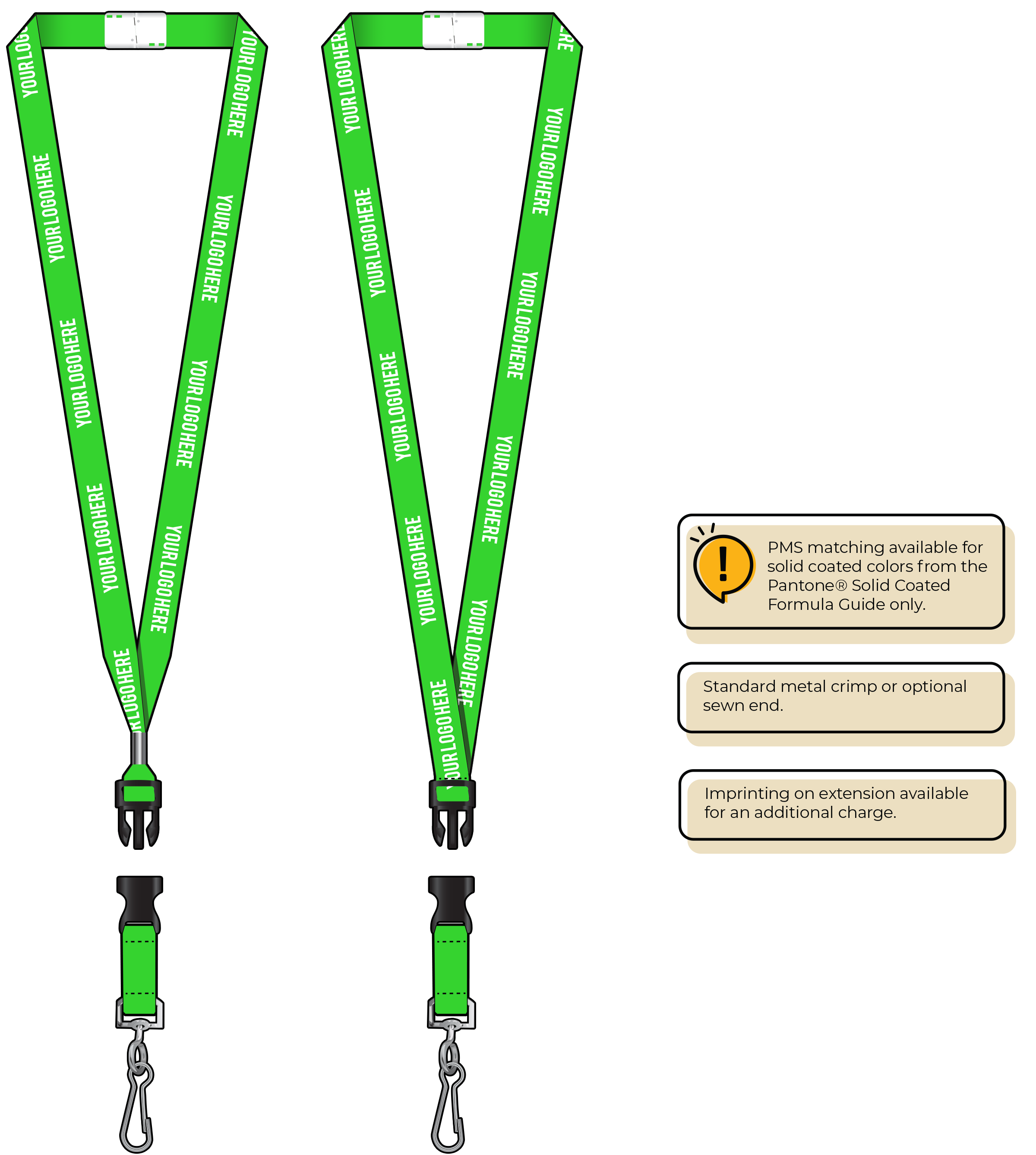 BHN012 | 5/8" Neon MicroWeave Silkscreen Lanyards :: DETACH BUCKLE WITH EXTENSION