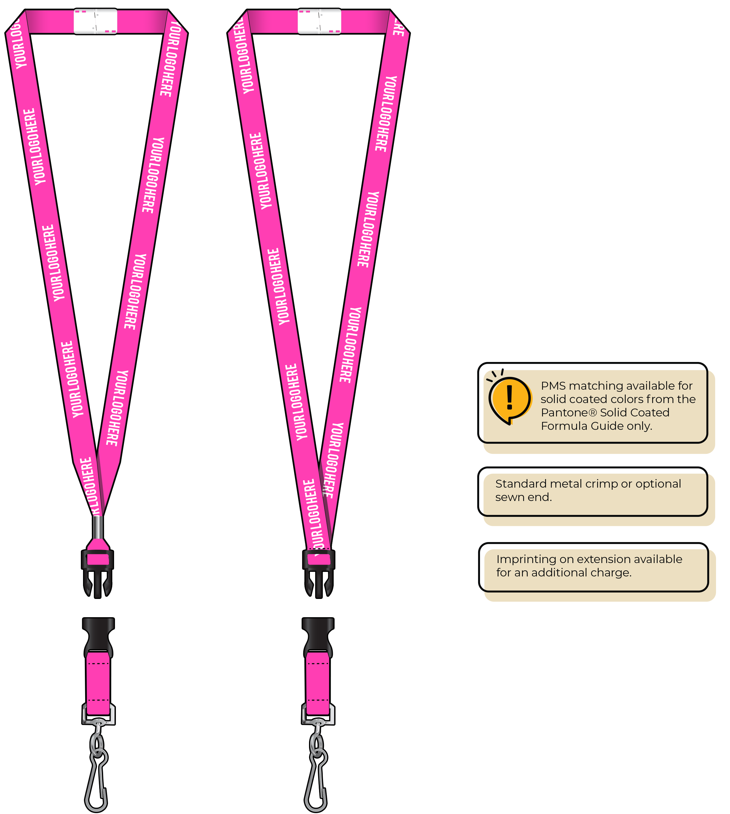 BHN012 | 5/8" Neon MicroWeave Silkscreen Lanyards :: DETACH BUCKLE WITH EXTENSION