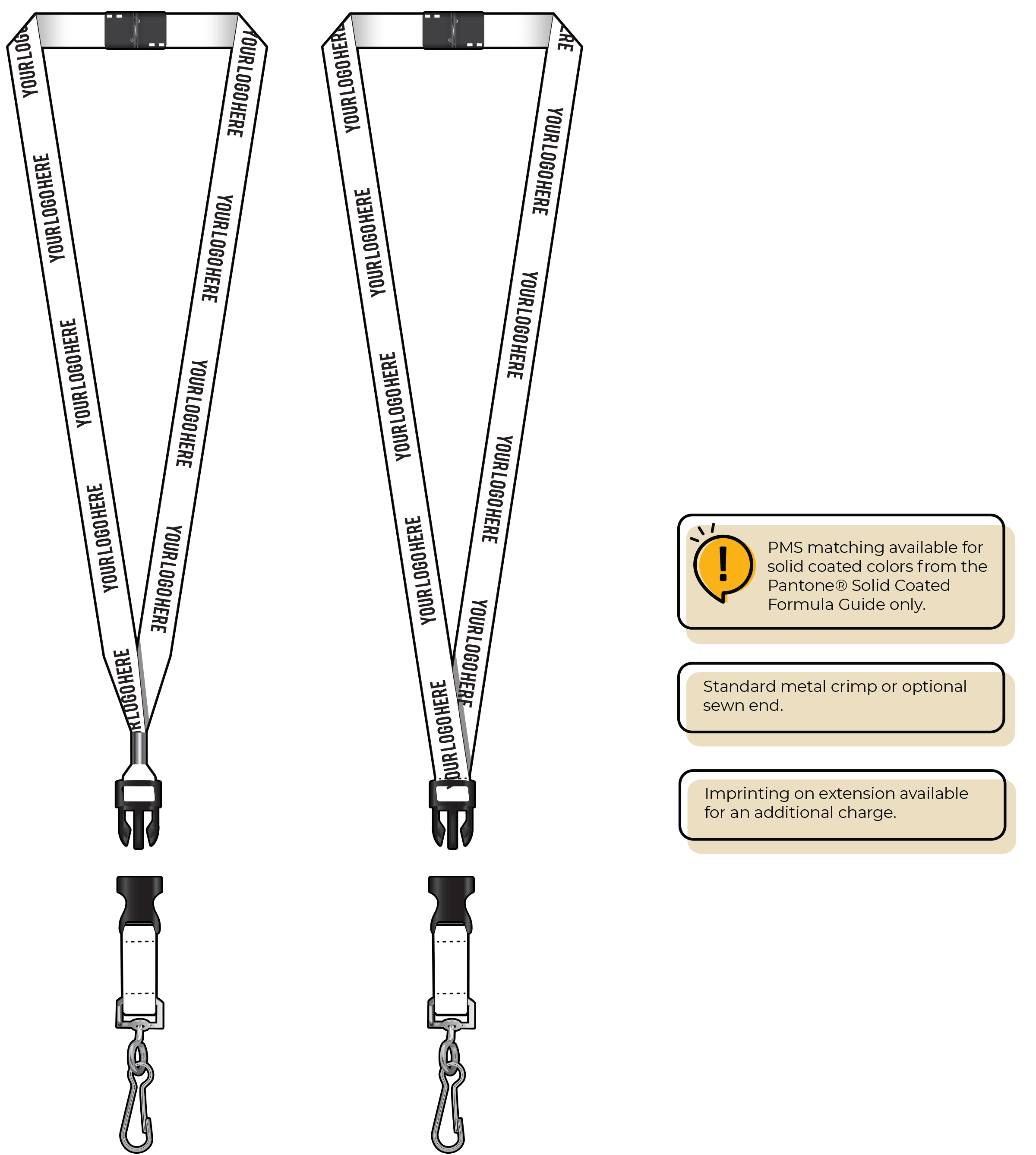 BH0012 | 5/8" MicroWeave Silkscreen Lanyards :: DETACH BUCKLE WITH EXTENSION