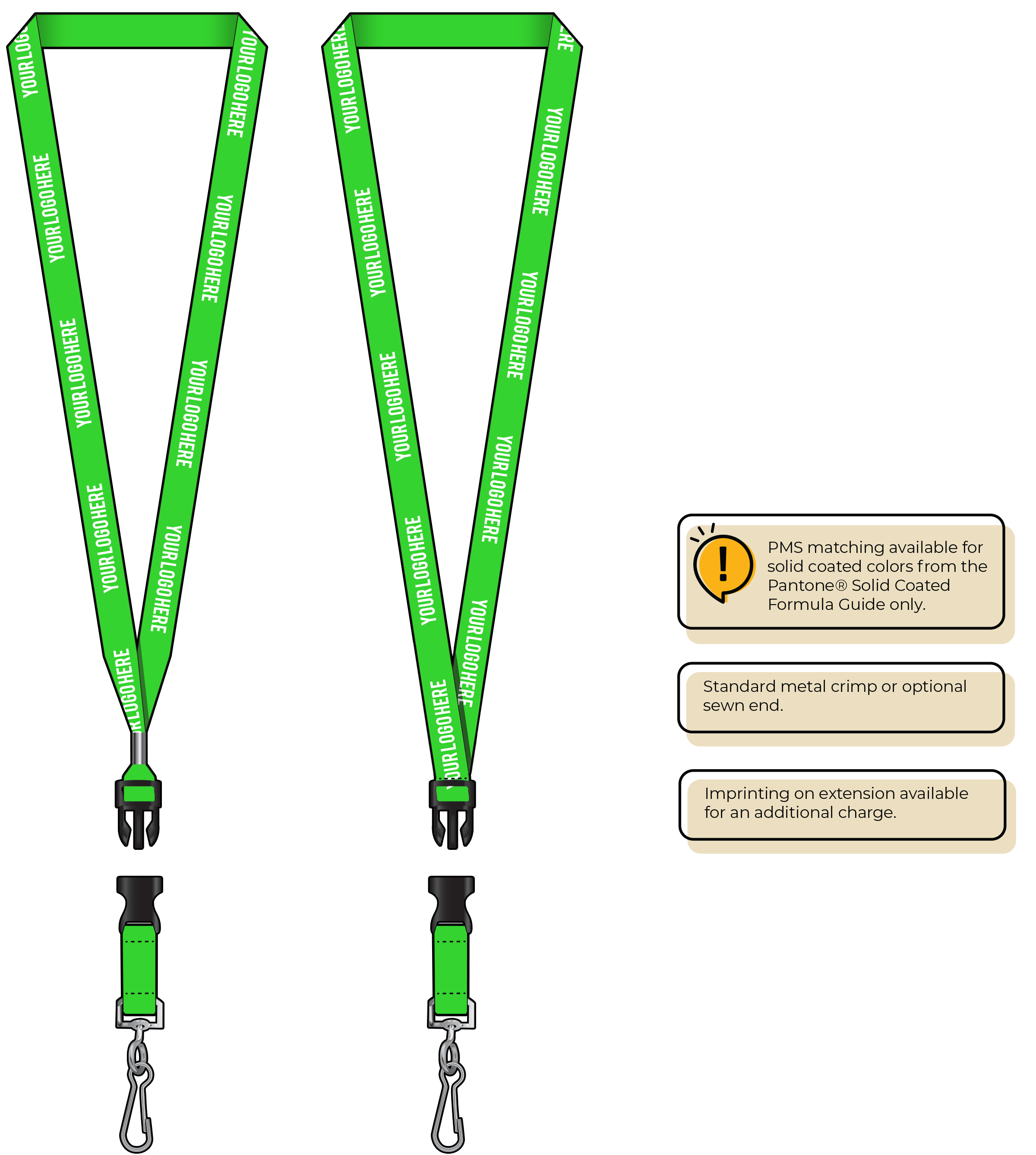 BHN012 | 5/8" Neon MicroWeave Silkscreen Lanyards :: DETACH BUCKLE WITH EXTENSION
