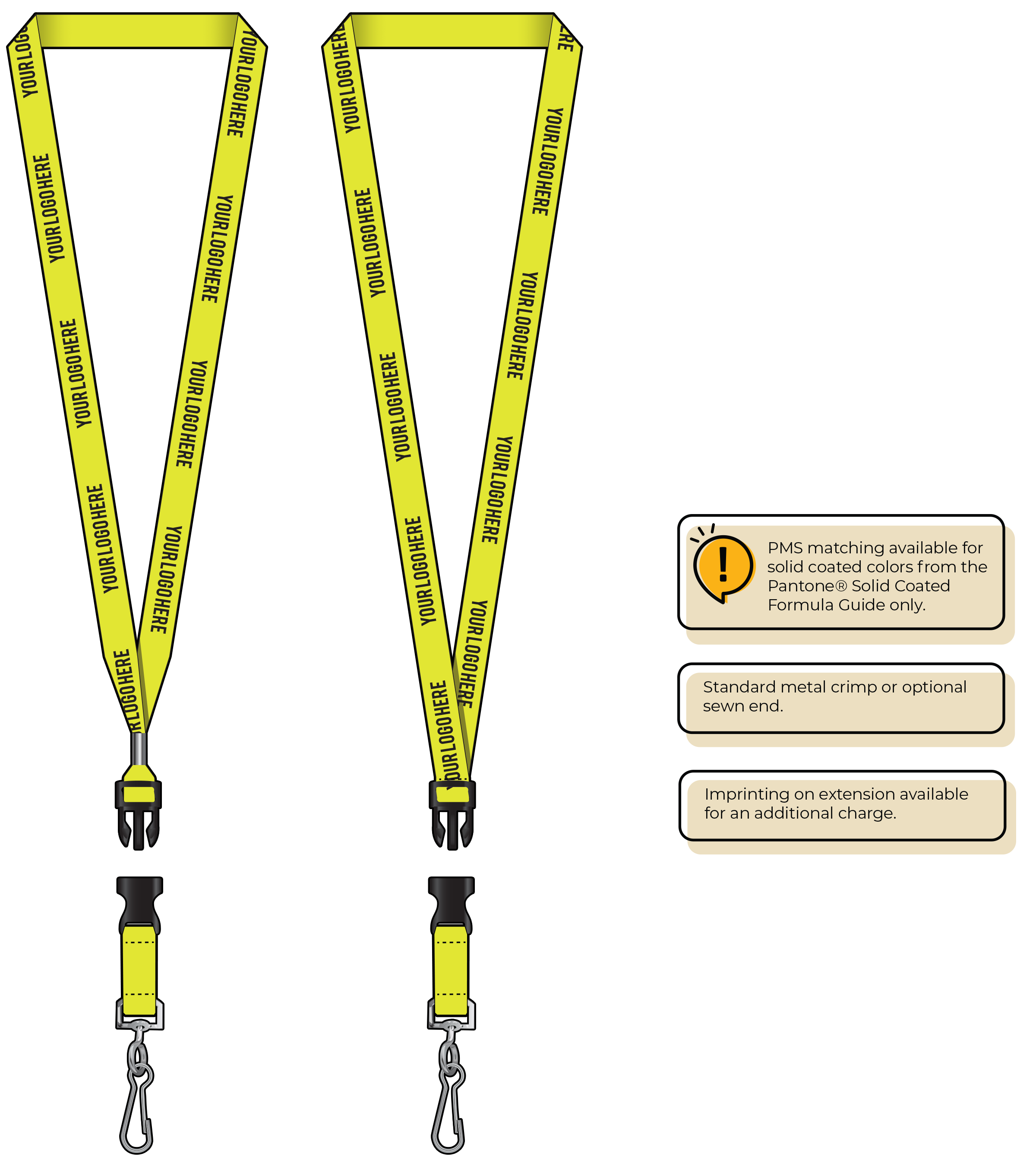 BHN012 | 5/8" Neon MicroWeave Silkscreen Lanyards :: DETACH BUCKLE WITH EXTENSION