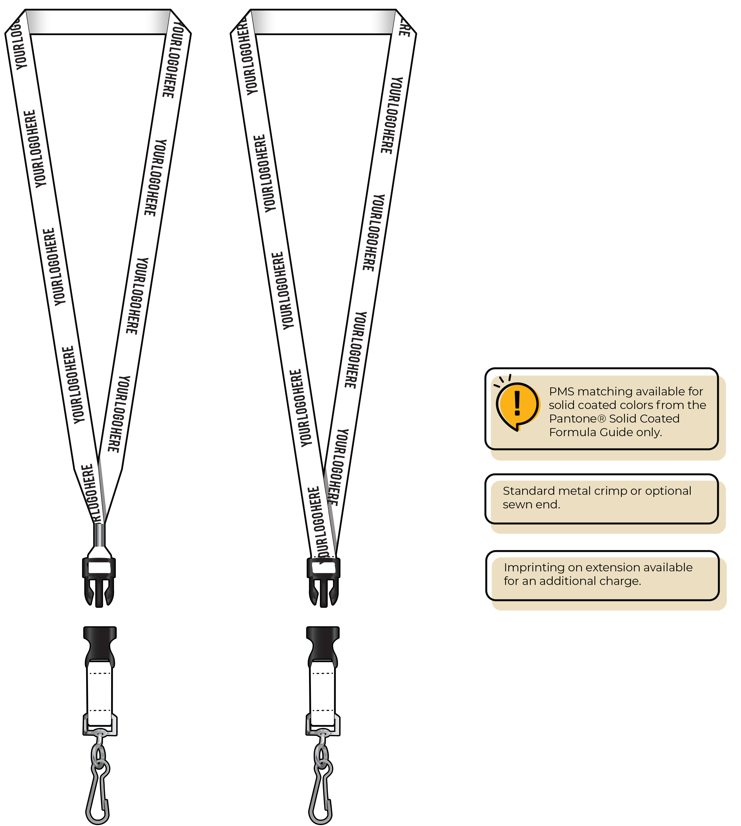 BH0012 | 5/8" MicroWeave Silkscreen Lanyards :: DETACH BUCKLE WITH EXTENSION