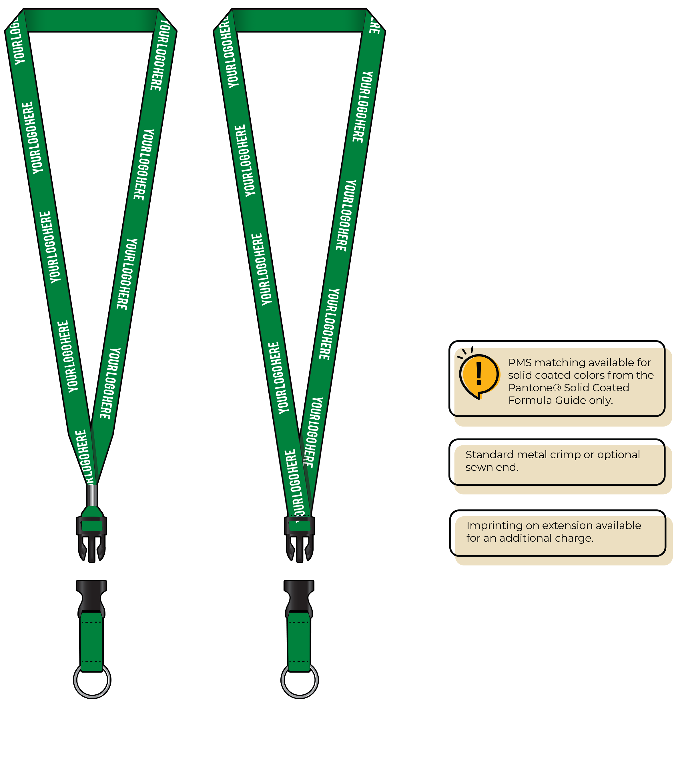 BH0012 | 5/8" MicroWeave Silkscreen Lanyards :: DETACH BUCKLE WITH EXTENSION