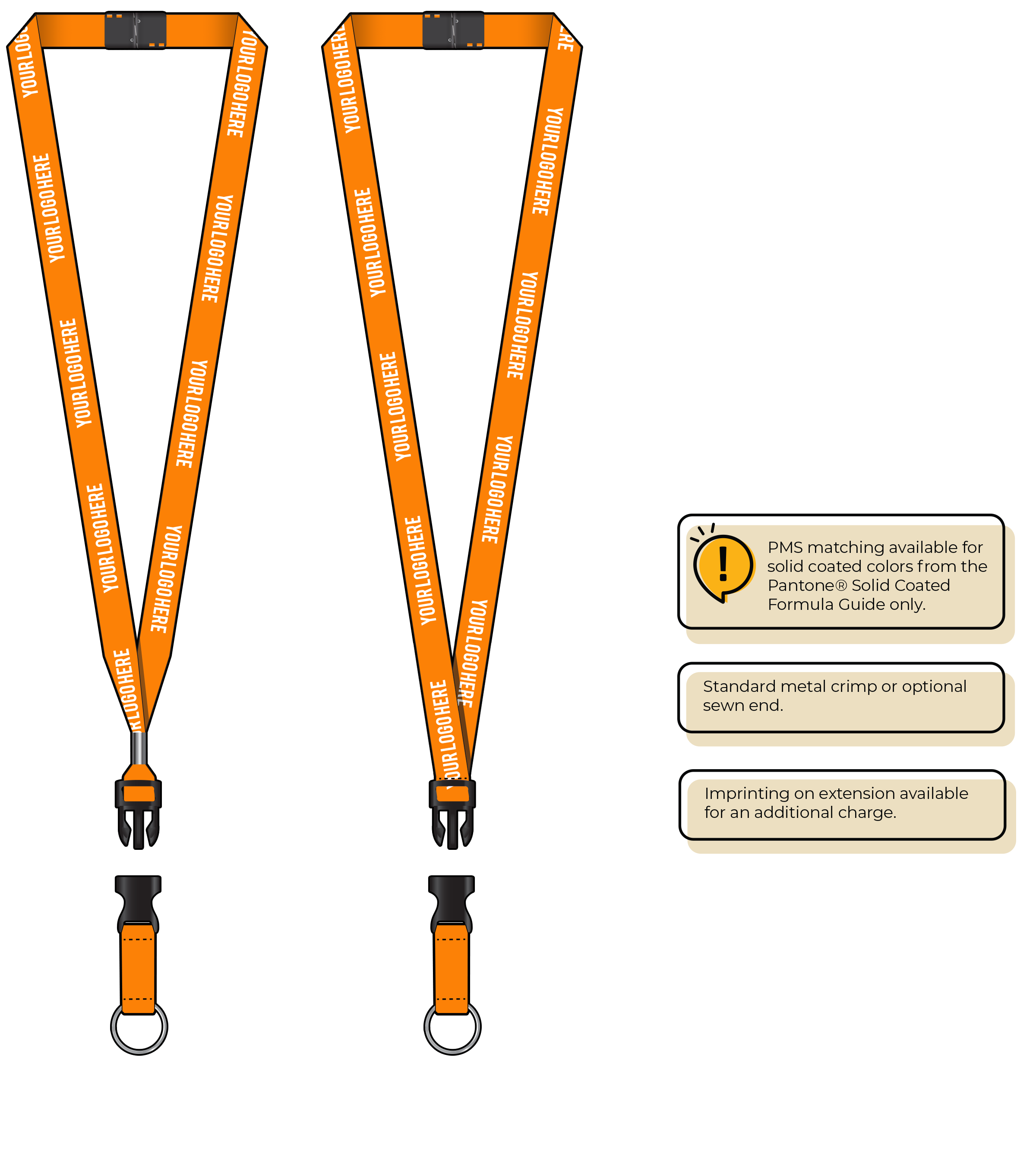 BH0012 | 5/8" MicroWeave Silkscreen Lanyards :: DETACH BUCKLE WITH EXTENSION