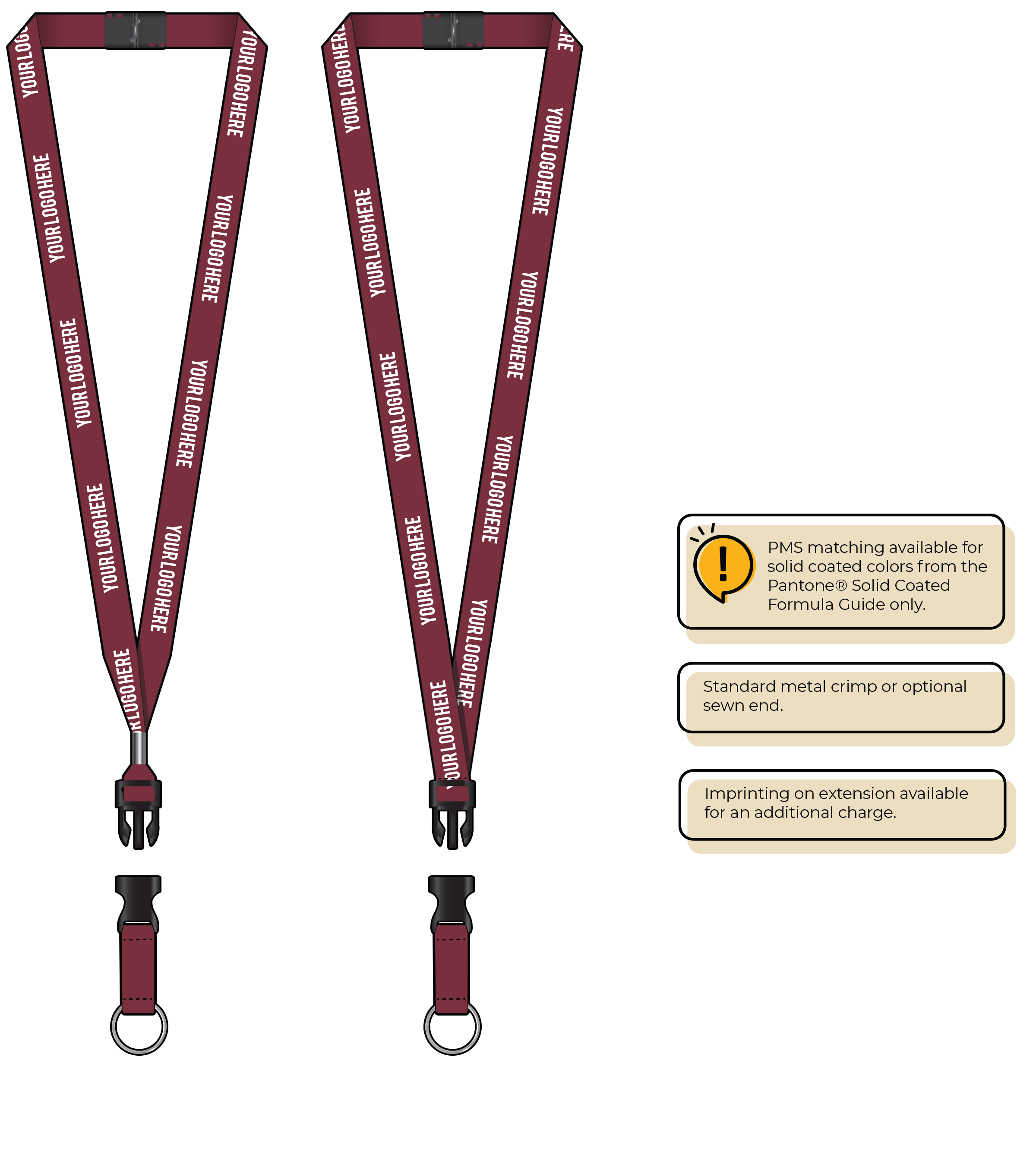 BH0012 | 5/8" MicroWeave Silkscreen Lanyards :: DETACH BUCKLE WITH EXTENSION