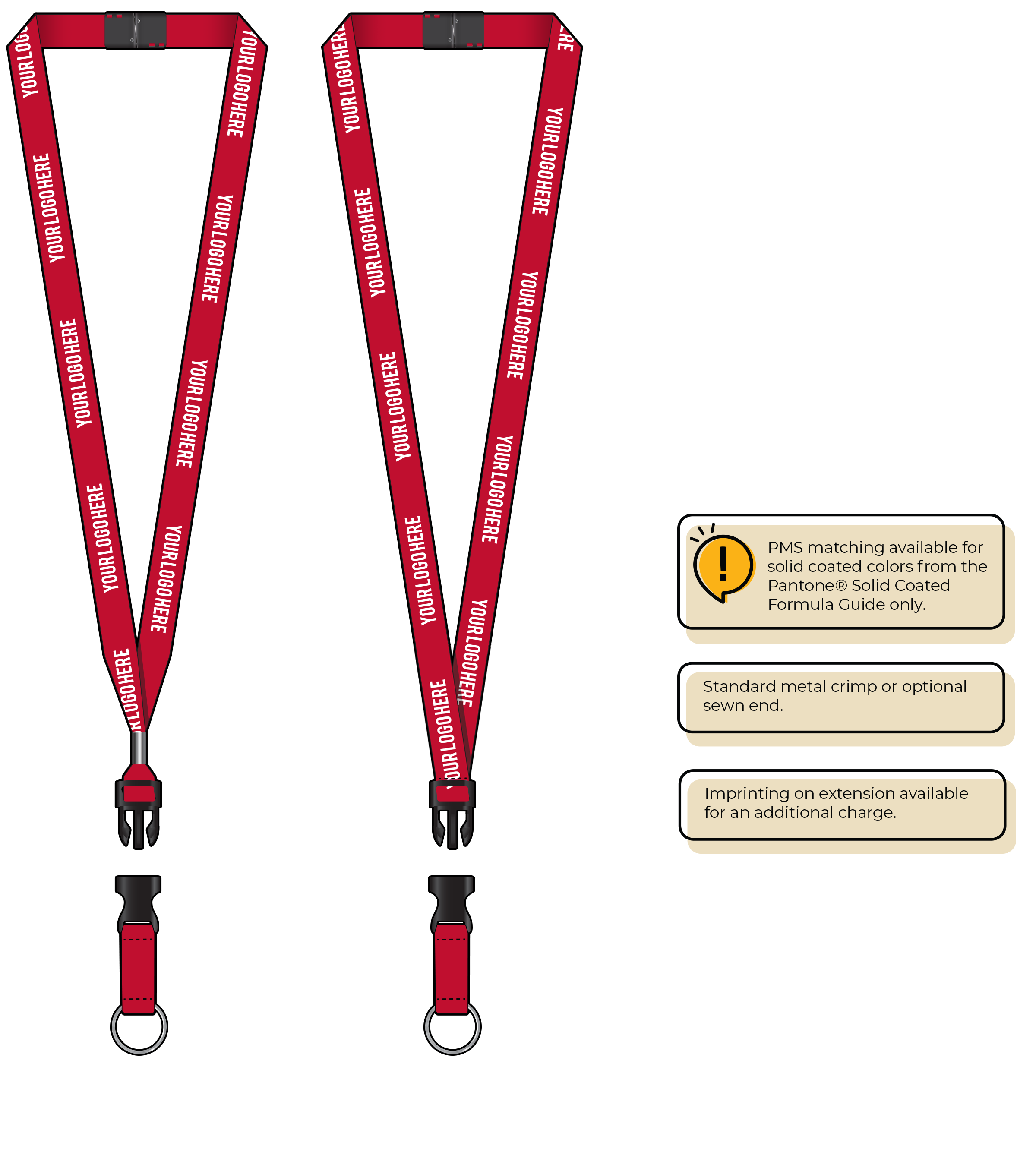 BH0012 | 5/8" MicroWeave Silkscreen Lanyards :: DETACH BUCKLE WITH EXTENSION
