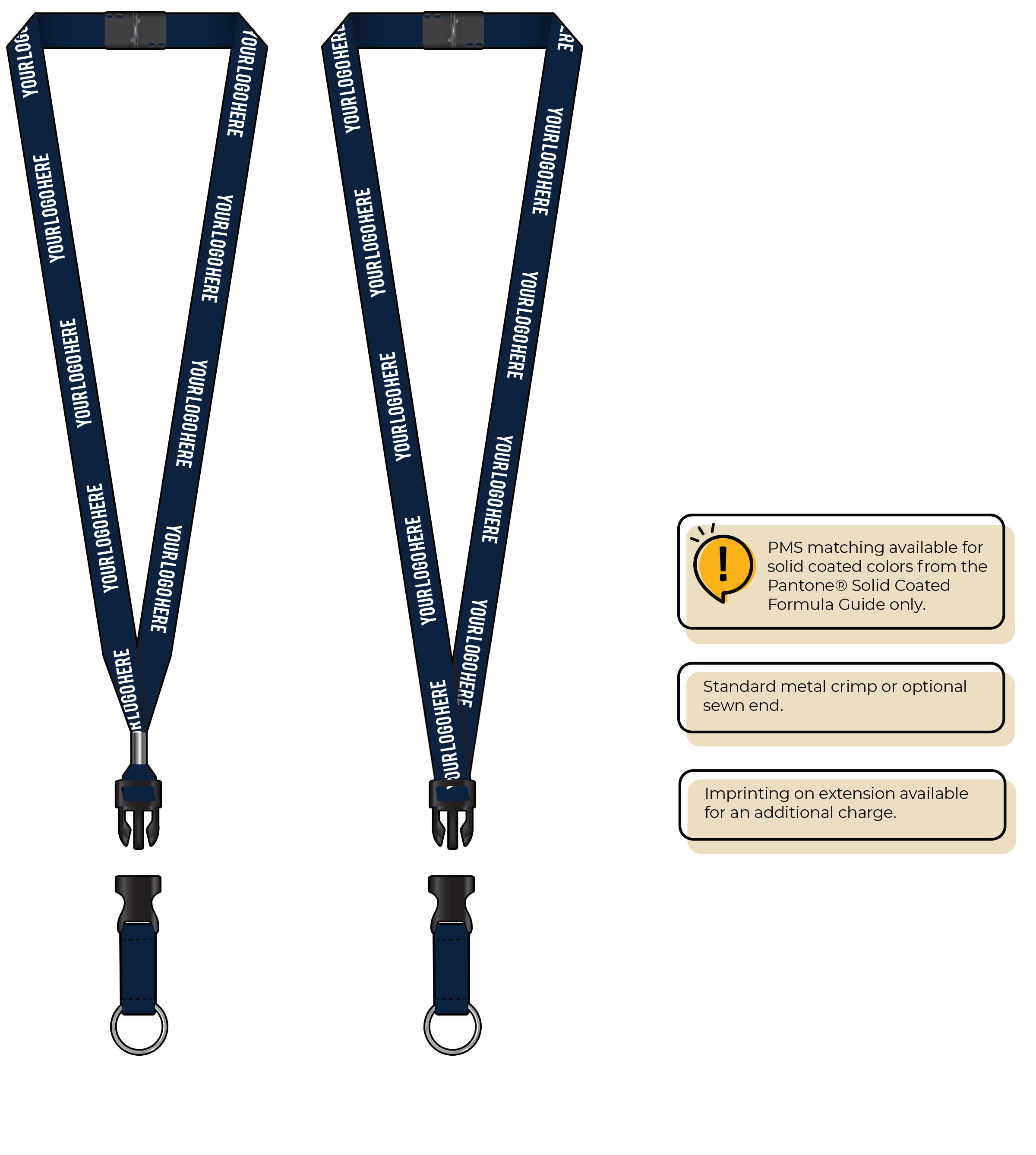 BH0012 | 5/8" MicroWeave Silkscreen Lanyards :: DETACH BUCKLE WITH EXTENSION