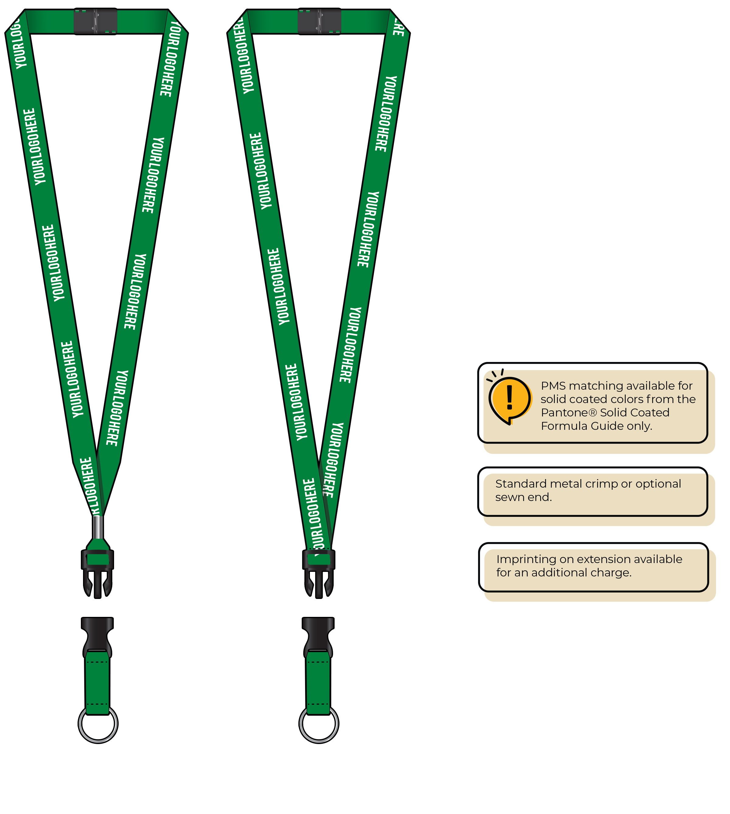 BH0012 | 5/8" MicroWeave Silkscreen Lanyards :: DETACH BUCKLE WITH EXTENSION
