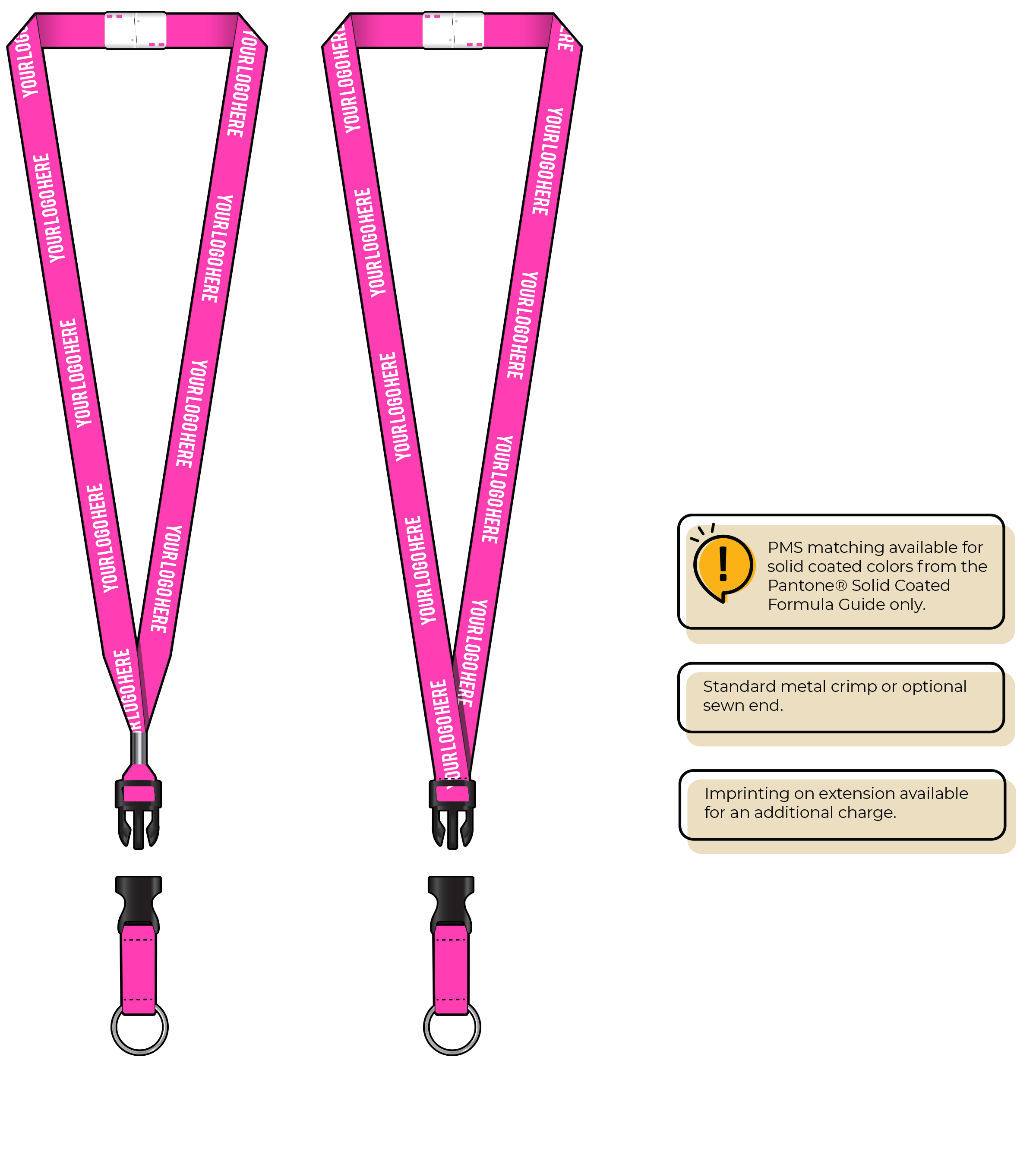 BHN012 | 5/8" Neon MicroWeave Silkscreen Lanyards :: DETACH BUCKLE WITH EXTENSION