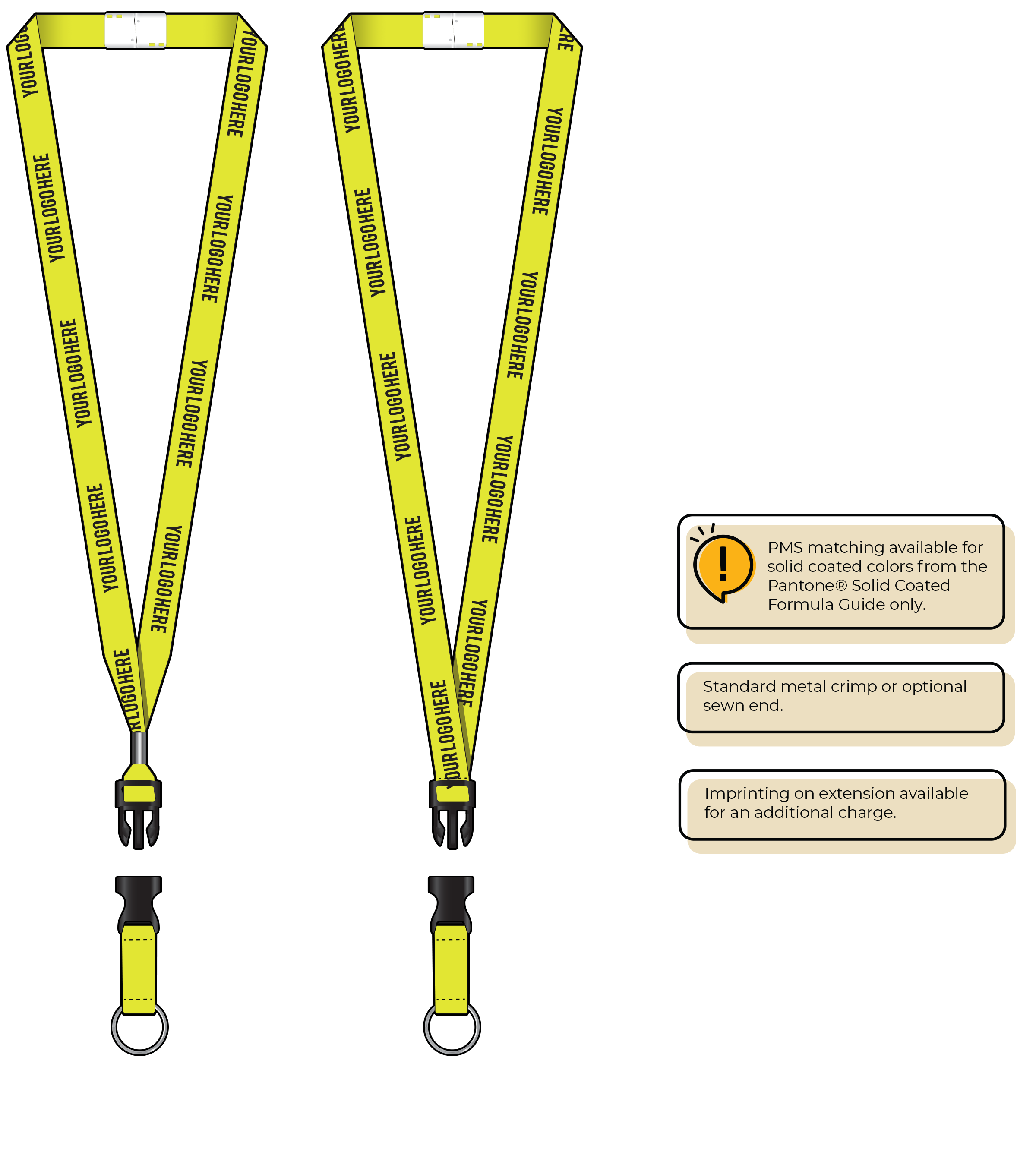 BHN012 | 5/8" Neon MicroWeave Silkscreen Lanyards :: DETACH BUCKLE WITH EXTENSION