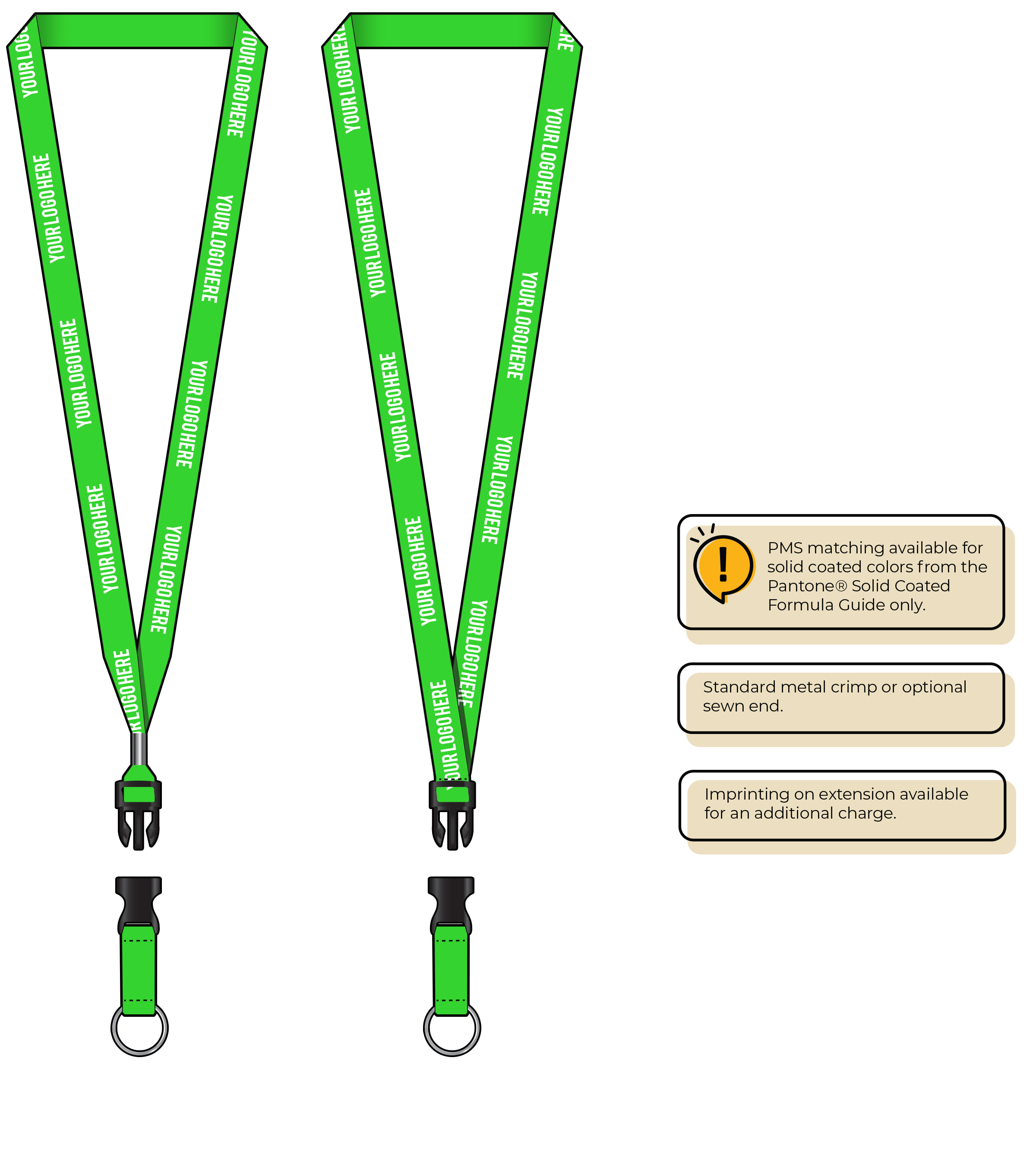 BHN012 | 5/8" Neon MicroWeave Silkscreen Lanyards :: DETACH BUCKLE WITH EXTENSION