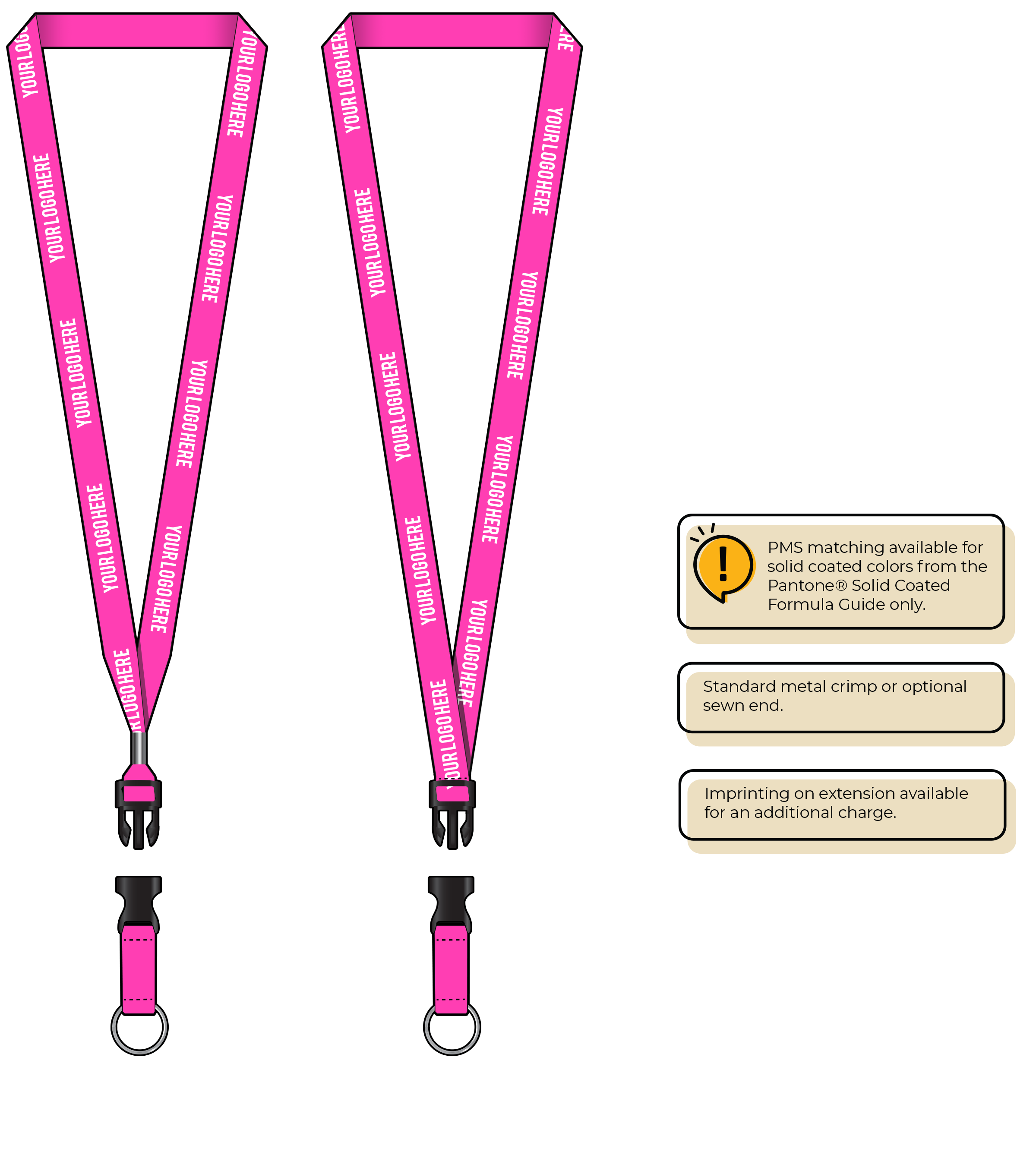 BHN012 | 5/8" Neon MicroWeave Silkscreen Lanyards :: DETACH BUCKLE WITH EXTENSION
