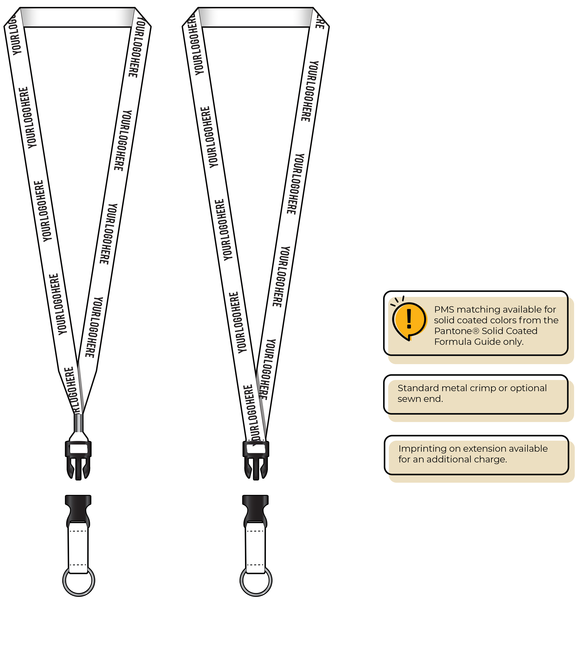 BH0012 | 5/8" MicroWeave Silkscreen Lanyards :: DETACH BUCKLE WITH EXTENSION