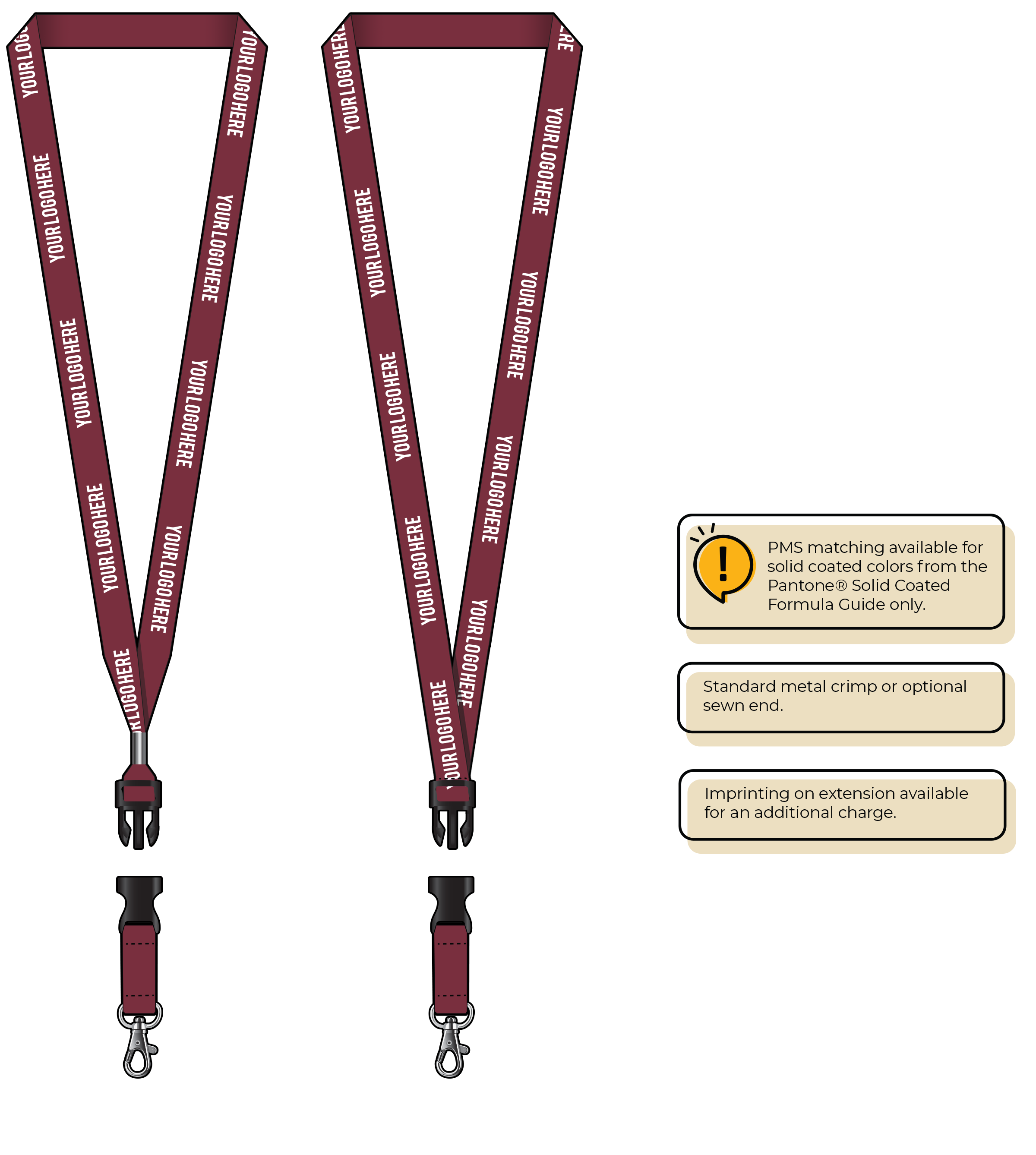 BH0012 | 5/8" MicroWeave Silkscreen Lanyards :: DETACH BUCKLE WITH EXTENSION