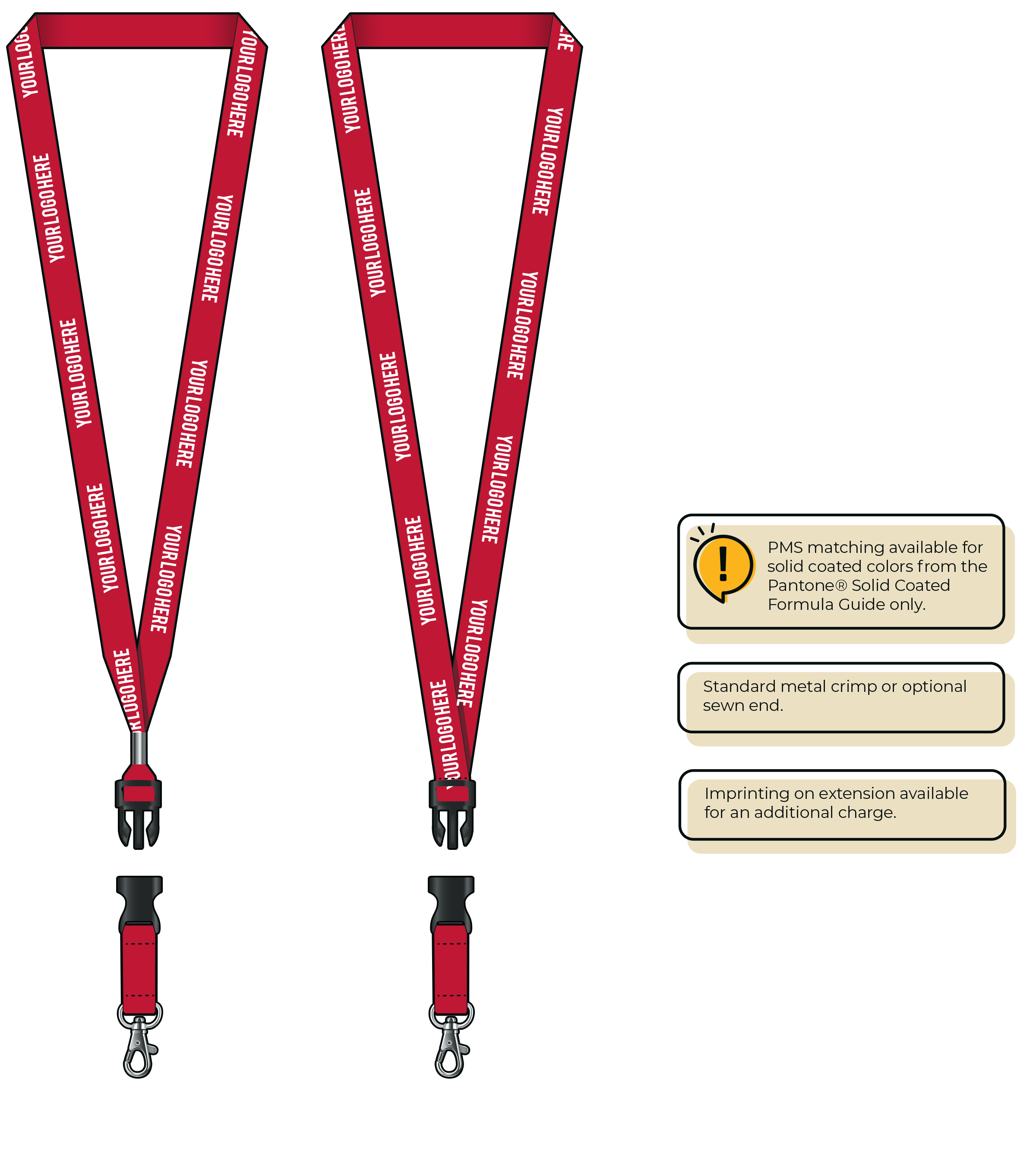 BH0012 | 5/8" MicroWeave Silkscreen Lanyards :: DETACH BUCKLE WITH EXTENSION