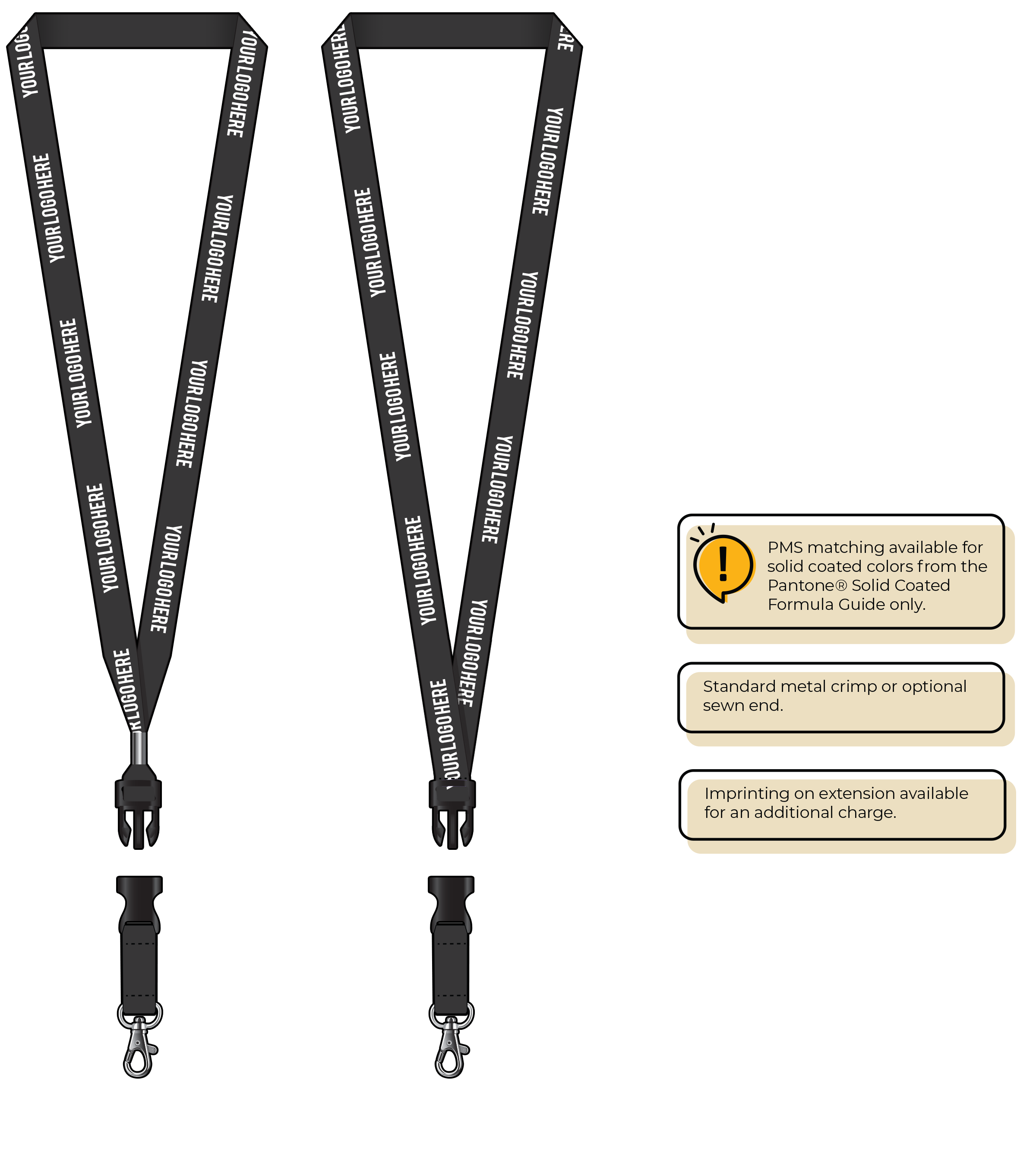 BH0012 | 5/8" MicroWeave Silkscreen Lanyards :: DETACH BUCKLE WITH EXTENSION