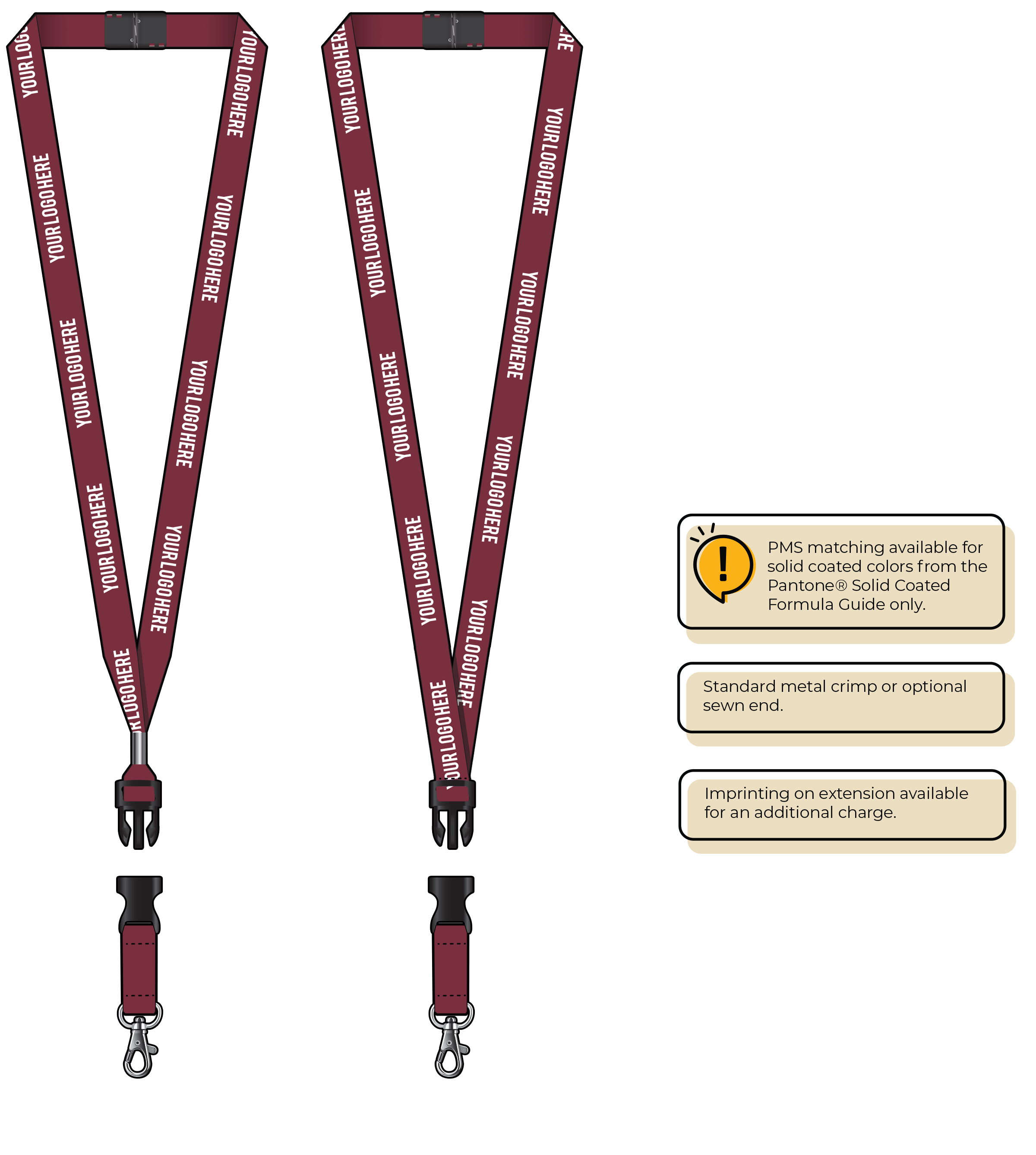 BH0012 | 5/8" MicroWeave Silkscreen Lanyards :: DETACH BUCKLE WITH EXTENSION
