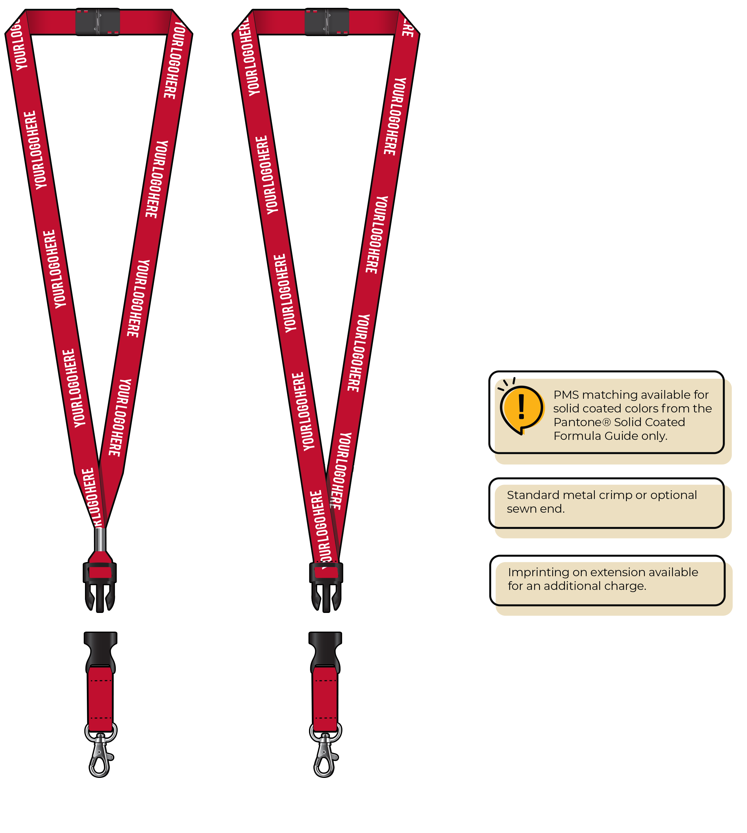 BH0012 | 5/8" MicroWeave Silkscreen Lanyards :: DETACH BUCKLE WITH EXTENSION