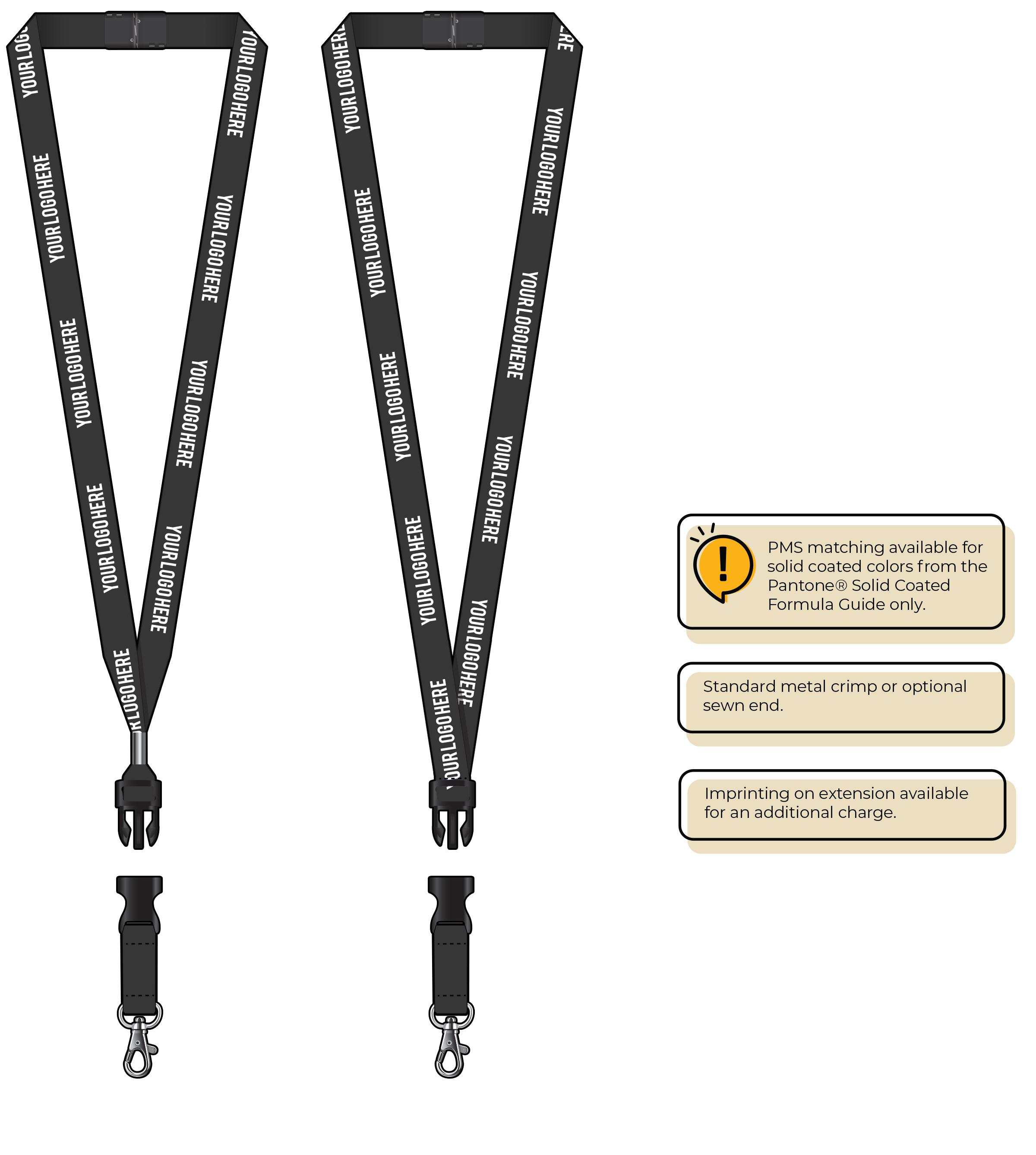 BH0012 | 5/8" MicroWeave Silkscreen Lanyards :: DETACH BUCKLE WITH EXTENSION