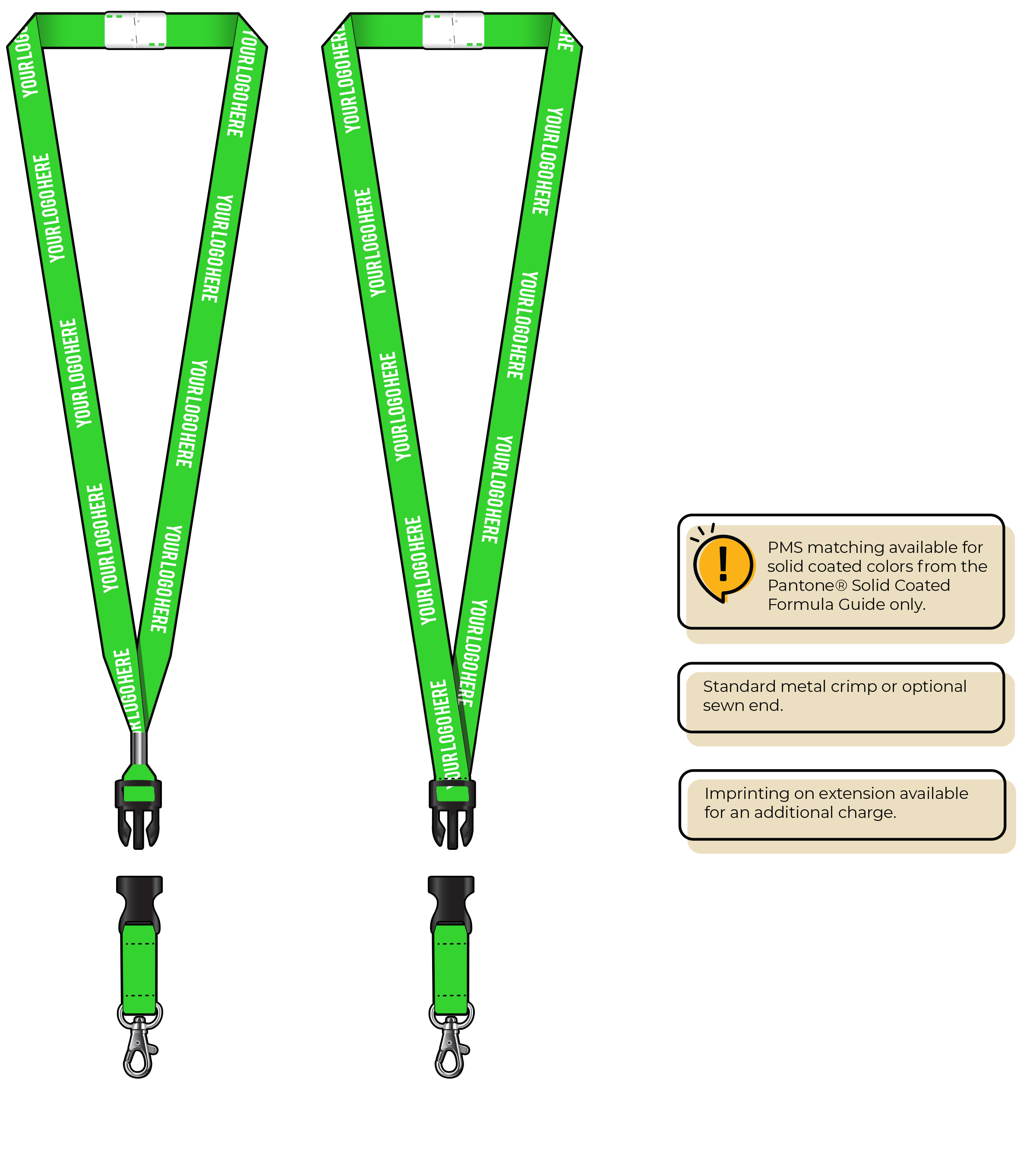 BHN012 | 5/8" Neon MicroWeave Silkscreen Lanyards :: DETACH BUCKLE WITH EXTENSION
