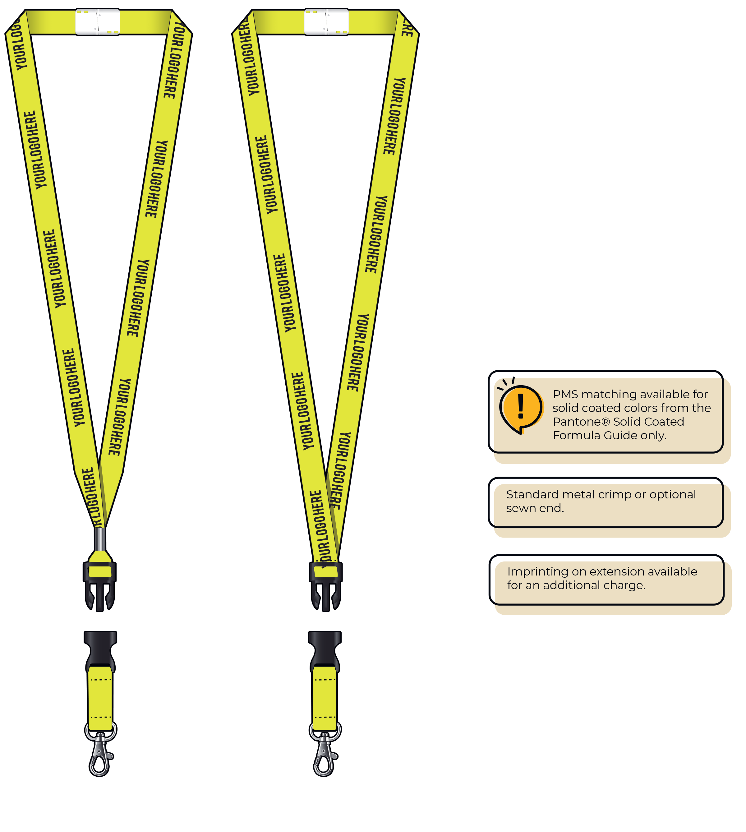 BHN012 | 5/8" Neon MicroWeave Silkscreen Lanyards :: DETACH BUCKLE WITH EXTENSION