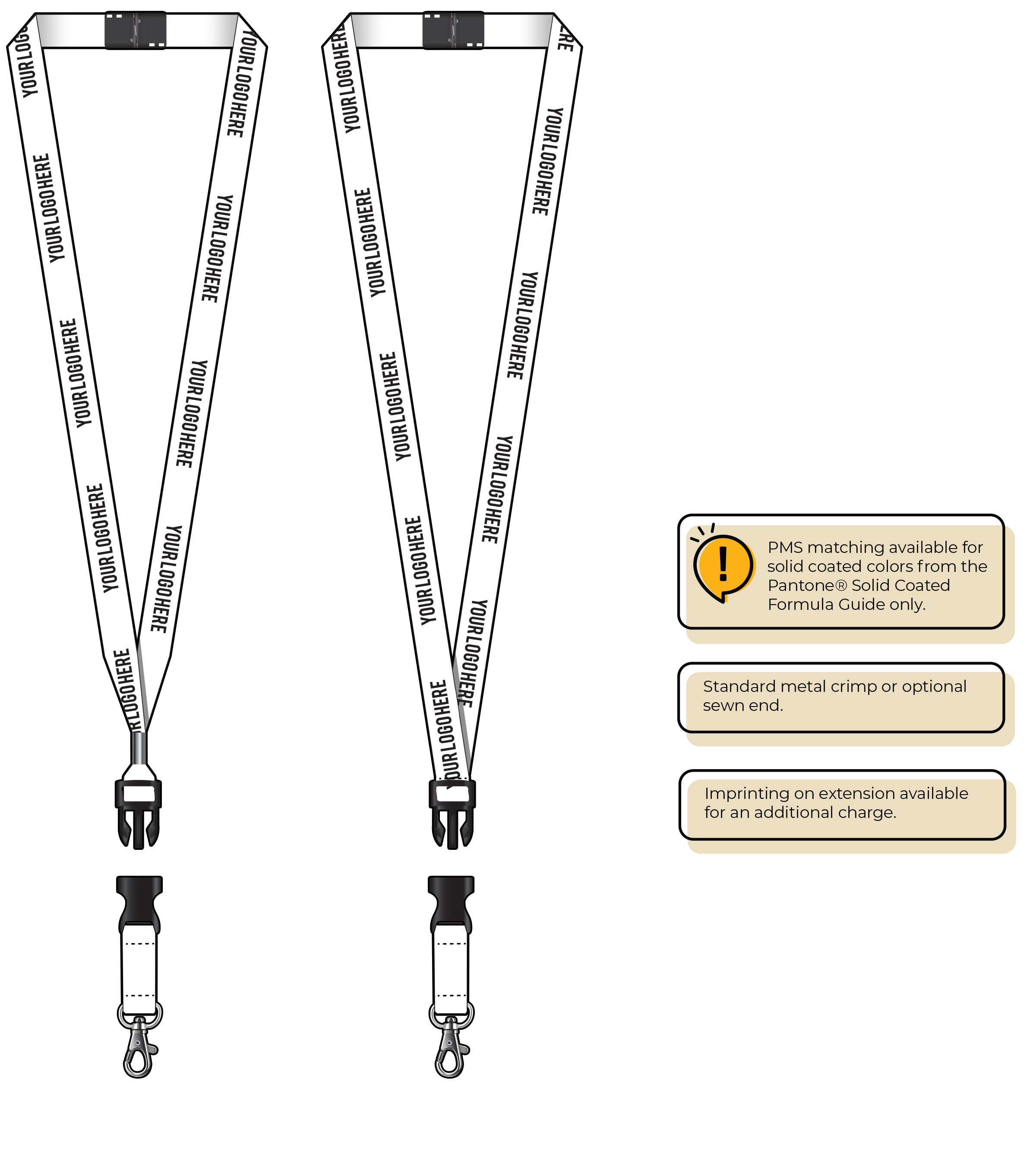 BH0012 | 5/8" MicroWeave Silkscreen Lanyards :: DETACH BUCKLE WITH EXTENSION
