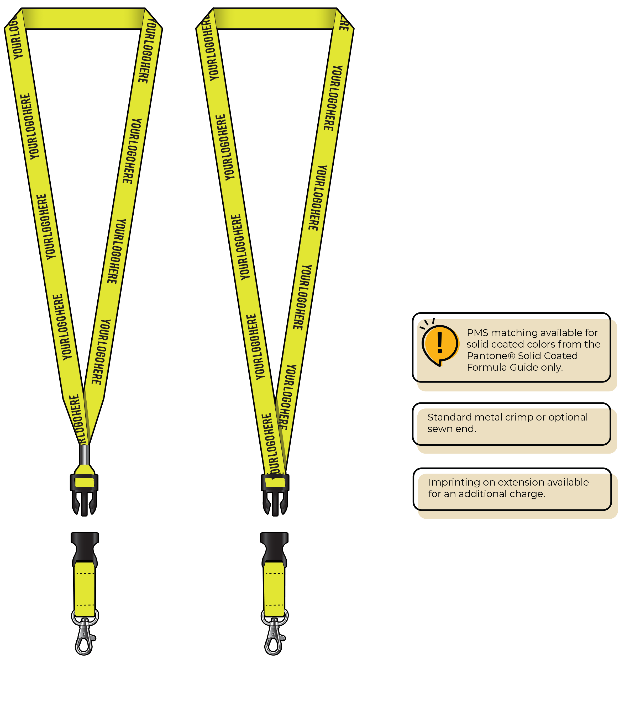 BHN012 | 5/8" Neon MicroWeave Silkscreen Lanyards :: DETACH BUCKLE WITH EXTENSION