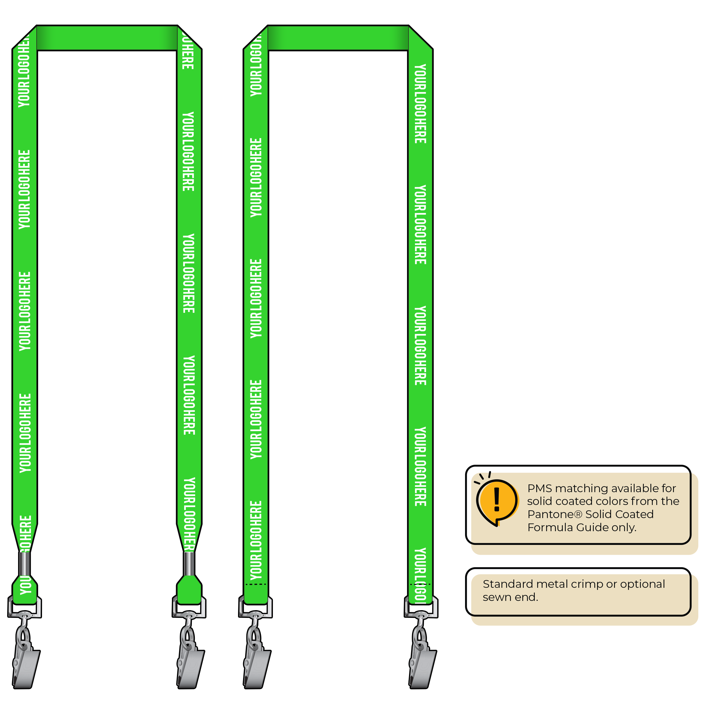 BHN012 | 5/8" Neon MicroWeave Silkscreen Lanyards :: DOUBLE ENDED