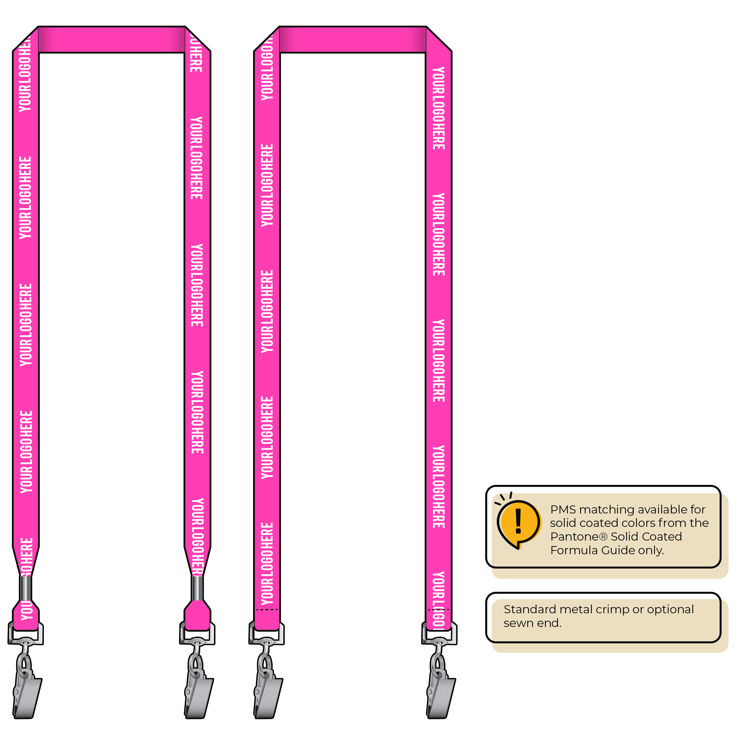 BHN012 | 5/8" Neon MicroWeave Silkscreen Lanyards :: DOUBLE ENDED