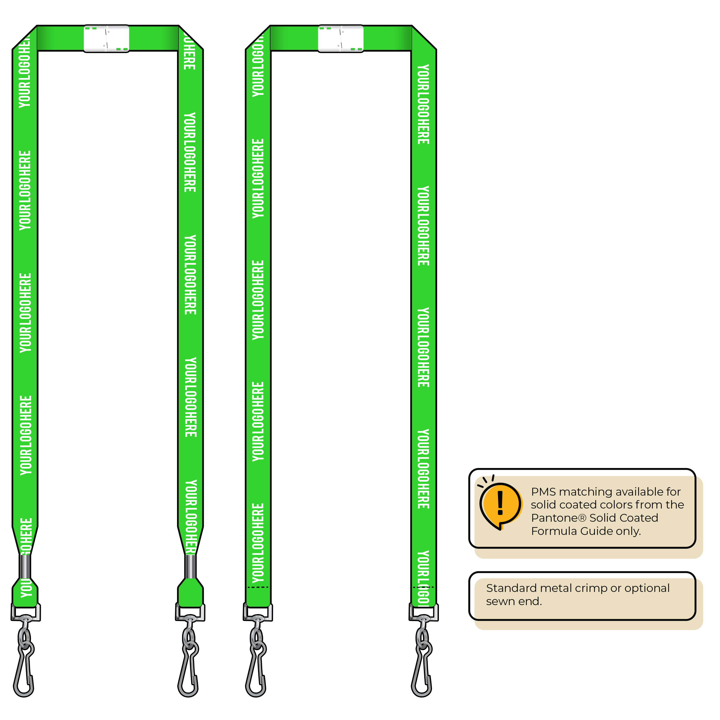 BHN012 | 5/8" Neon MicroWeave Silkscreen Lanyards :: DOUBLE ENDED